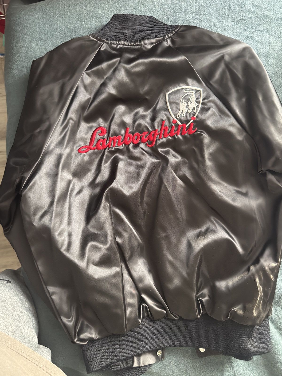 Lamborghini Vintage Lamborghini Black Satin Coat with Red Logo Size US M / EU 48-50 / 2 - 4 Thumbnail