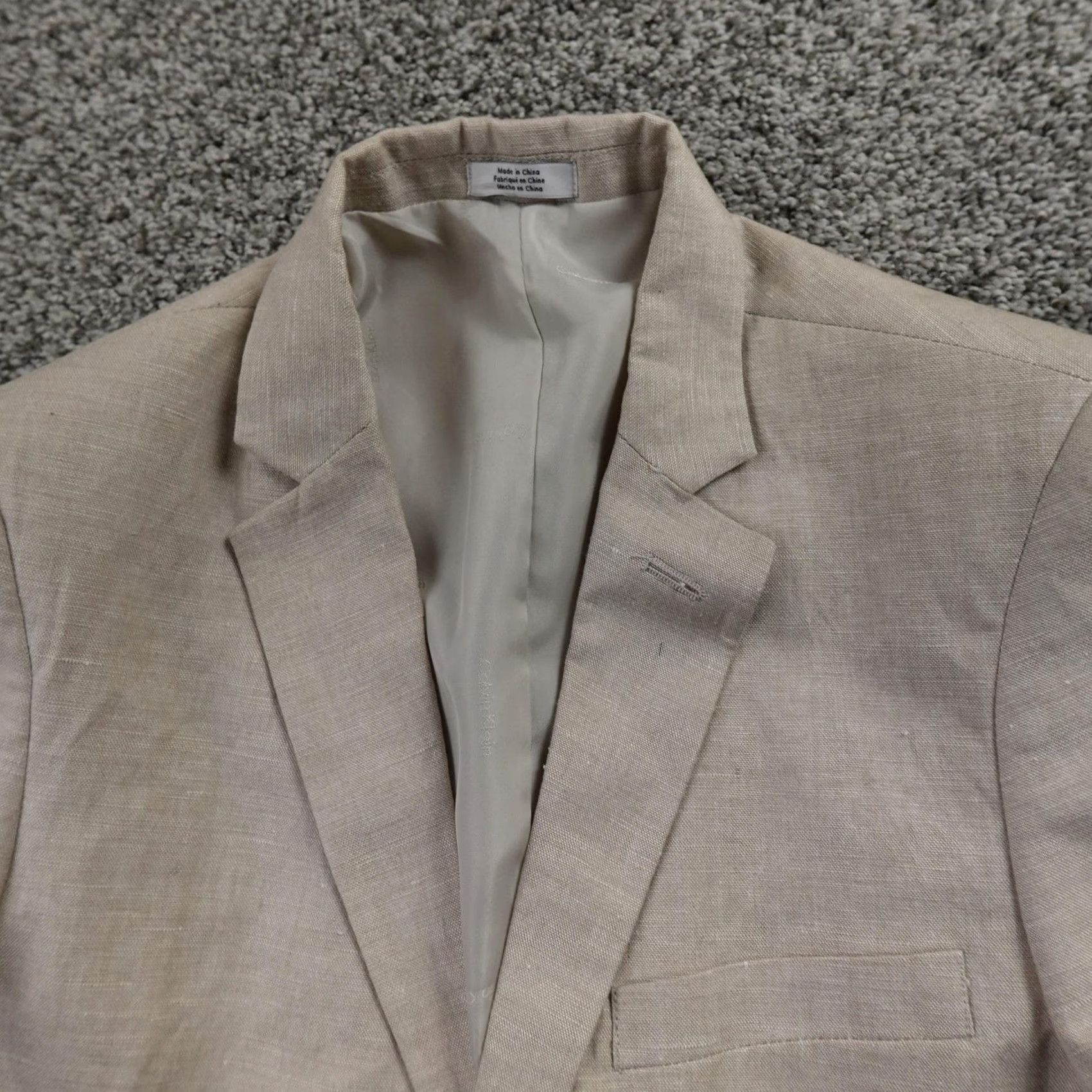 Calvin Klein Calvin Klein Blazer Womens 16 Beige Linen Blend Single-Breasted Notch Lapel 100% Polyester Lining Size XXL / US 16-18 / IT 52-54 - 3 Thumbnail