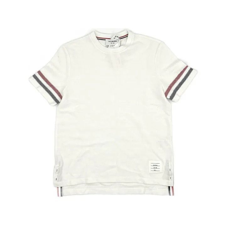 Thom Browne Thom Browne White Striped Short Sleeve T-Shirt -2507 Size US S / EU 44-46 / 1 - 8 Thumbnail