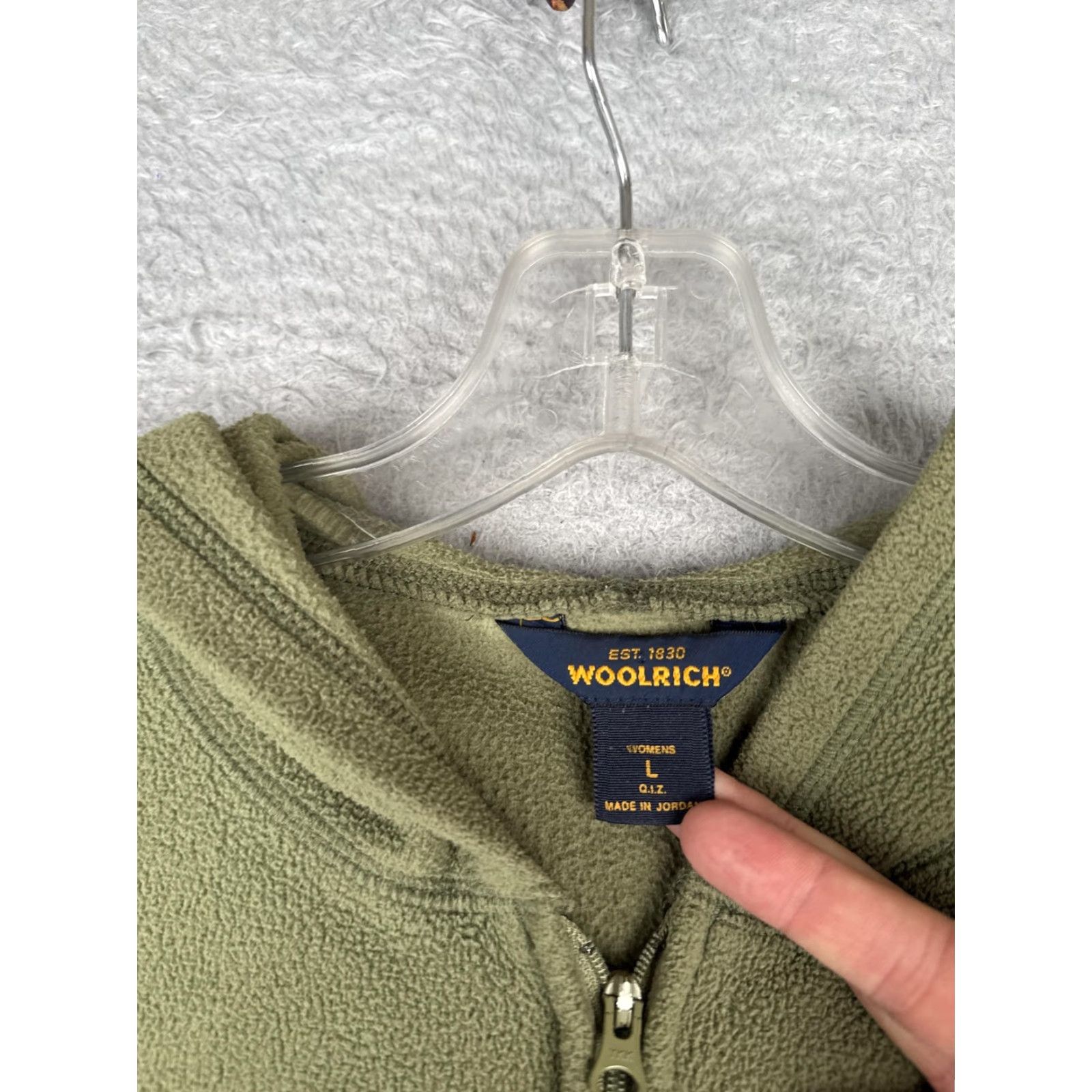 Vintage Woolrich Hoodie Womens Large Green Fleece 1/4 Zip Hooded Pullover Sweatshirt Size L / US 10 / IT 46 - 6 Thumbnail
