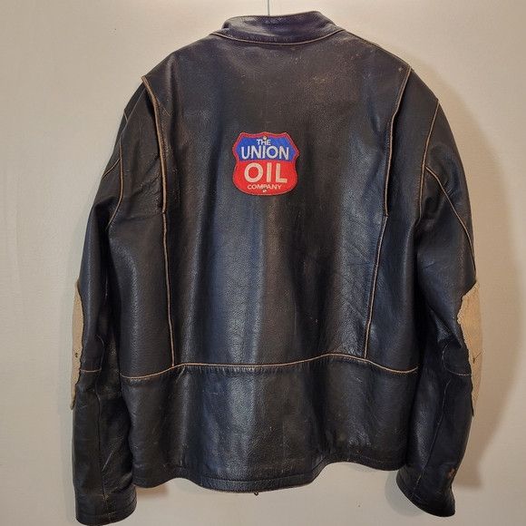 Vintage Rare Vintage Mens Leather Jacket Union Oil Patch - Size M Size US M / EU 48-50 / 2 - 2 Thumbnail