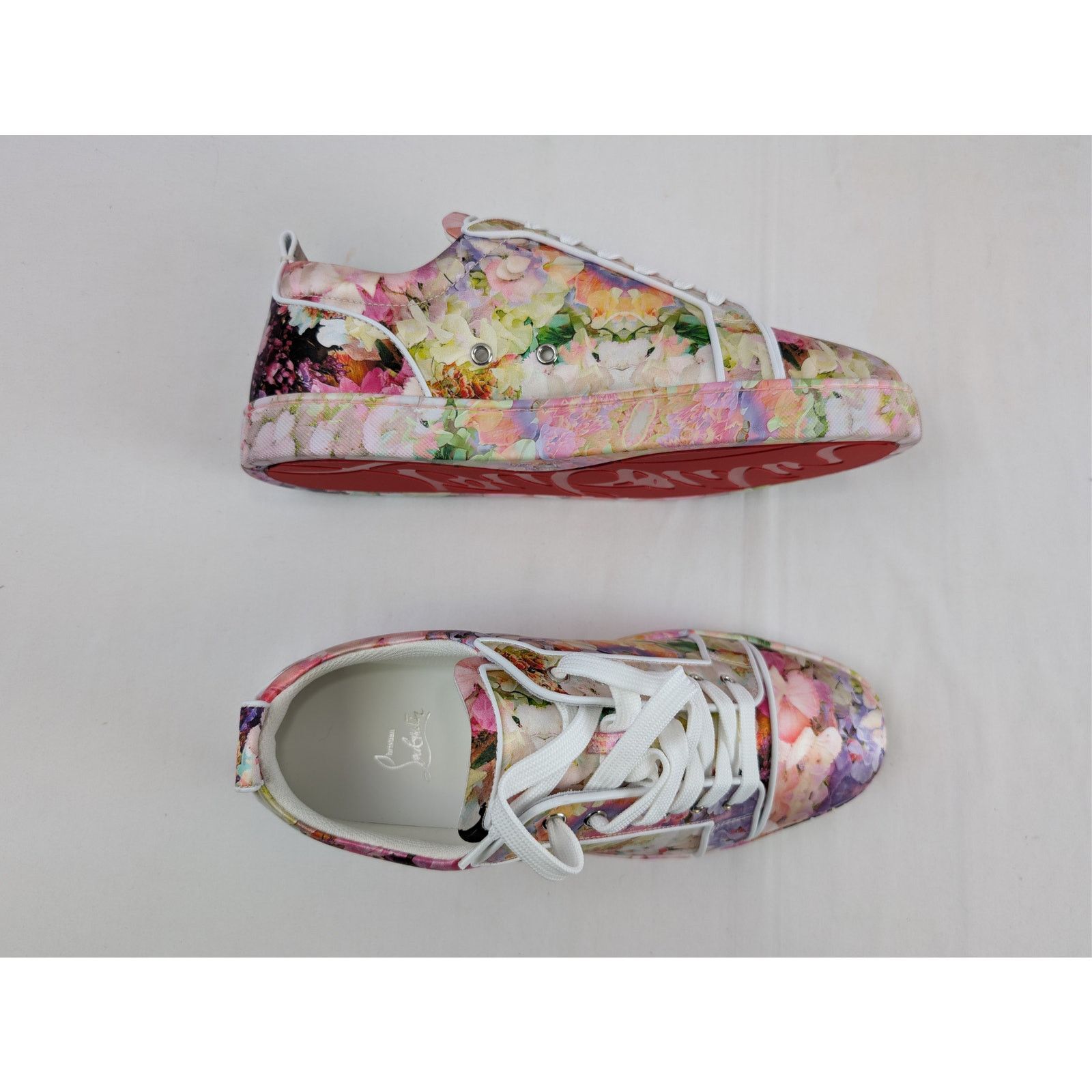 Christian Louboutin o1rshd1 Louis Junior Orlato flat sneaker with a floral print Size US 12 / EU 45 - 1 Thumbnail