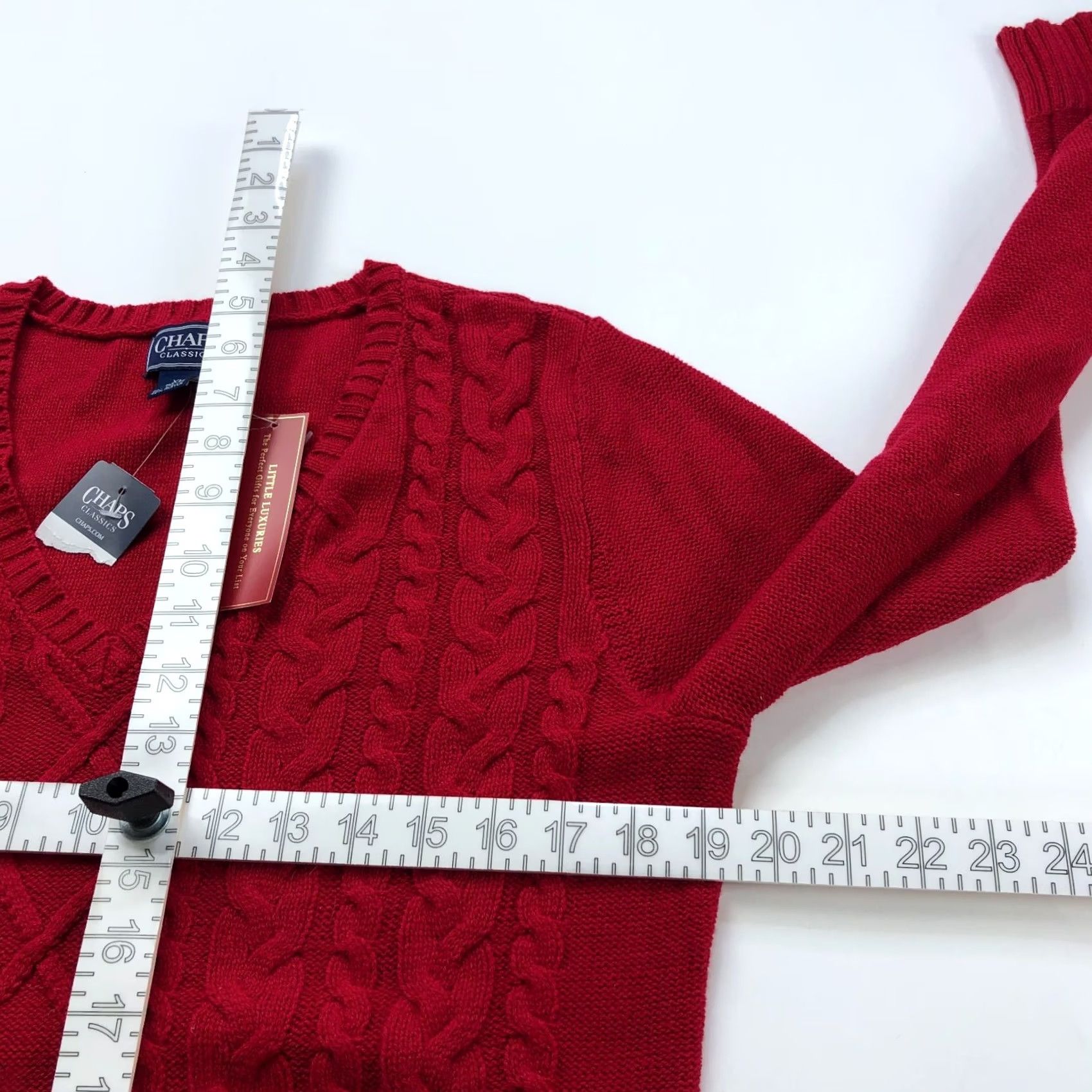 Chaps Chaps Sweater Shirts? Chaps XL Cable Knit Acrylic V-Neck Pullover Red Womens Pullover Sweater Red Nike Size XL / US 12-14 / IT 48-50 - 4 Thumbnail