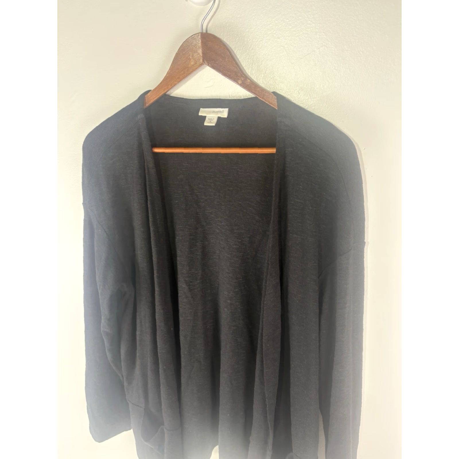 Vintage Pure Jill Black Knit Cardigan Womens Petite M Open Front Lightweight Size M / US 6-8 / IT 42-44 - 2 Thumbnail