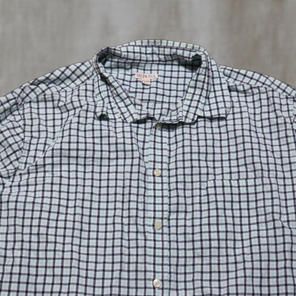 Merona VINTAGE Merona Checkered Button-Up Shirt Men’s XXL Blue Cotton 90s Classic Size US XXL / EU 58 / 5 - 1 Thumbnail
