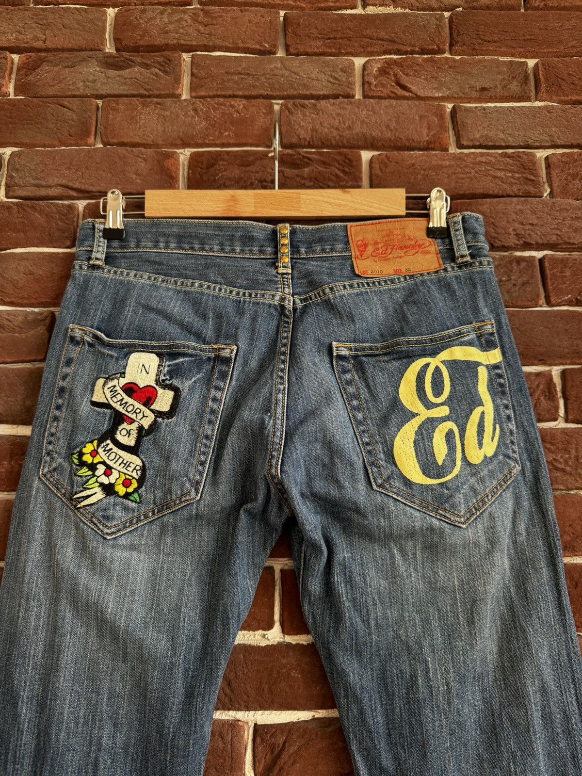 Ed Hardy Rare Vintage Ed Hardy Cross Logo Denim Drip Pants Y2K 00s Size US 32 / EU 48 - 3 Thumbnail