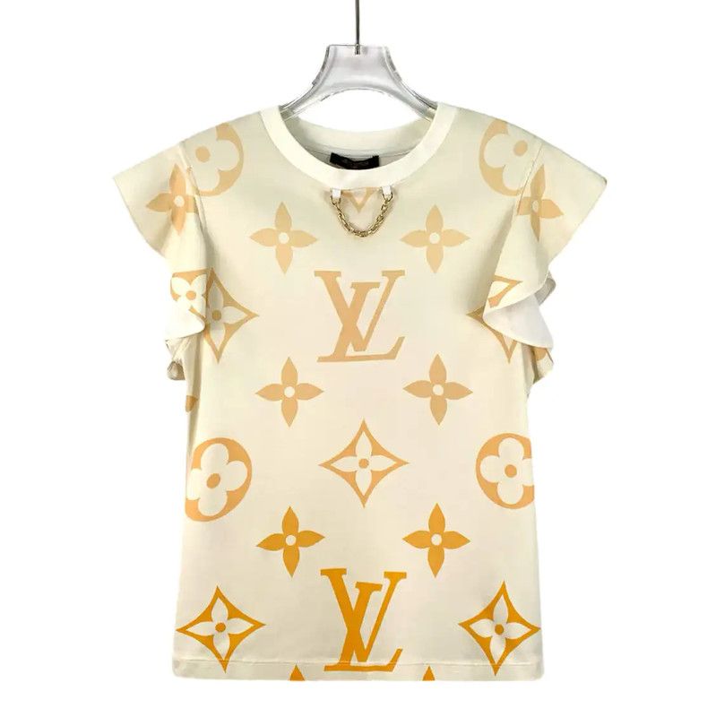 Louis Vuitton Louis Vuitton Beige Cotton Women's T-Shirt 0089 Size S / US 4 / IT 40 - 1 Thumbnail