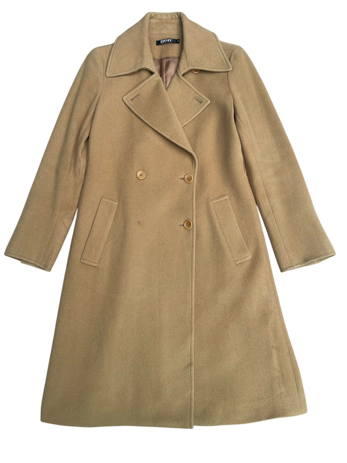 DKNY DKNY Camel Wool Coat Size 4 - Classic Double Breasted Size M / US 6-8 / IT 42-44 - 1 Thumbnail