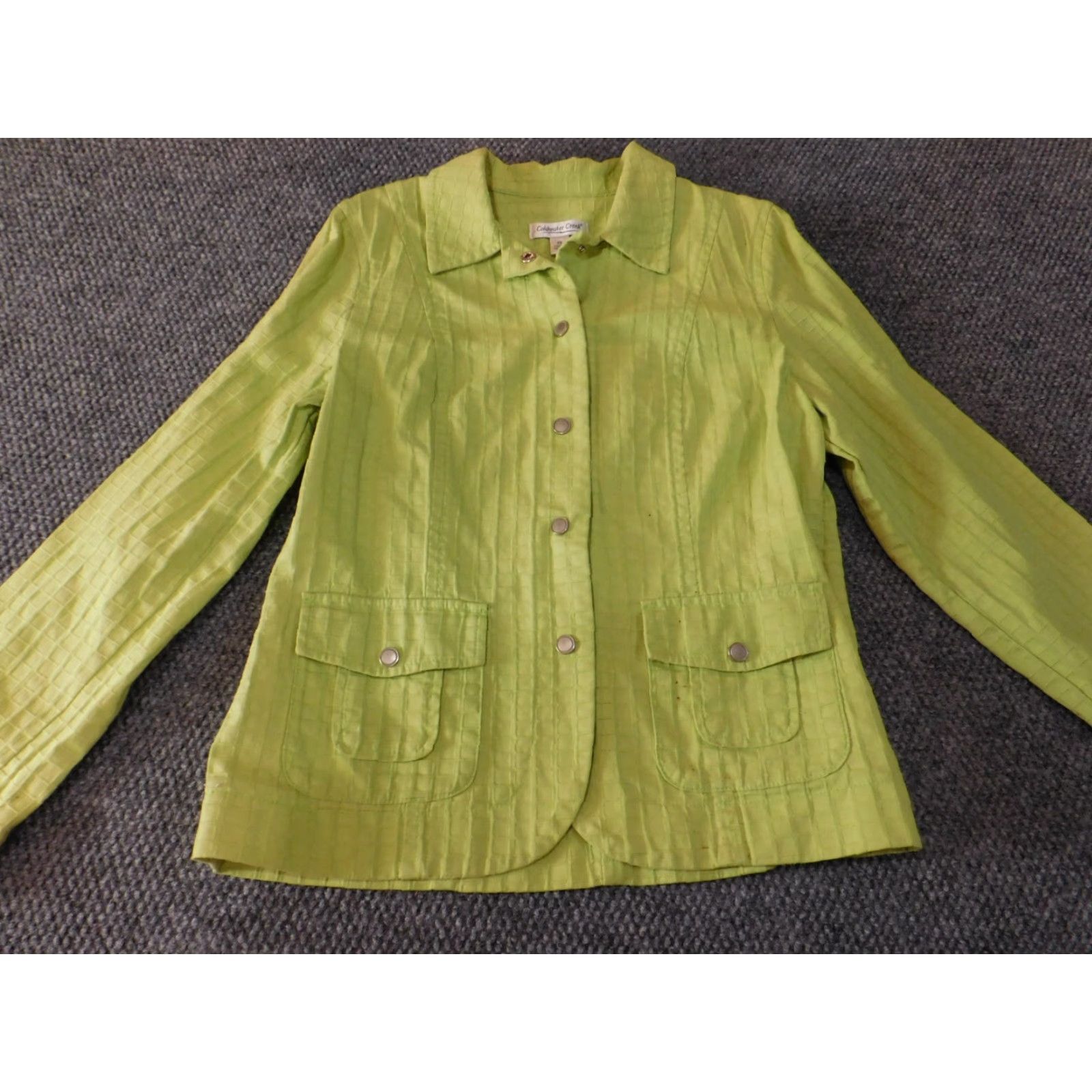 Coldwater Creek Coldwater Creek Jacket Women 10 Green Long Sleeve Button Snap Collared Cotton Casual Modern Basics Size L / US 10 / IT 46 - 2 Thumbnail