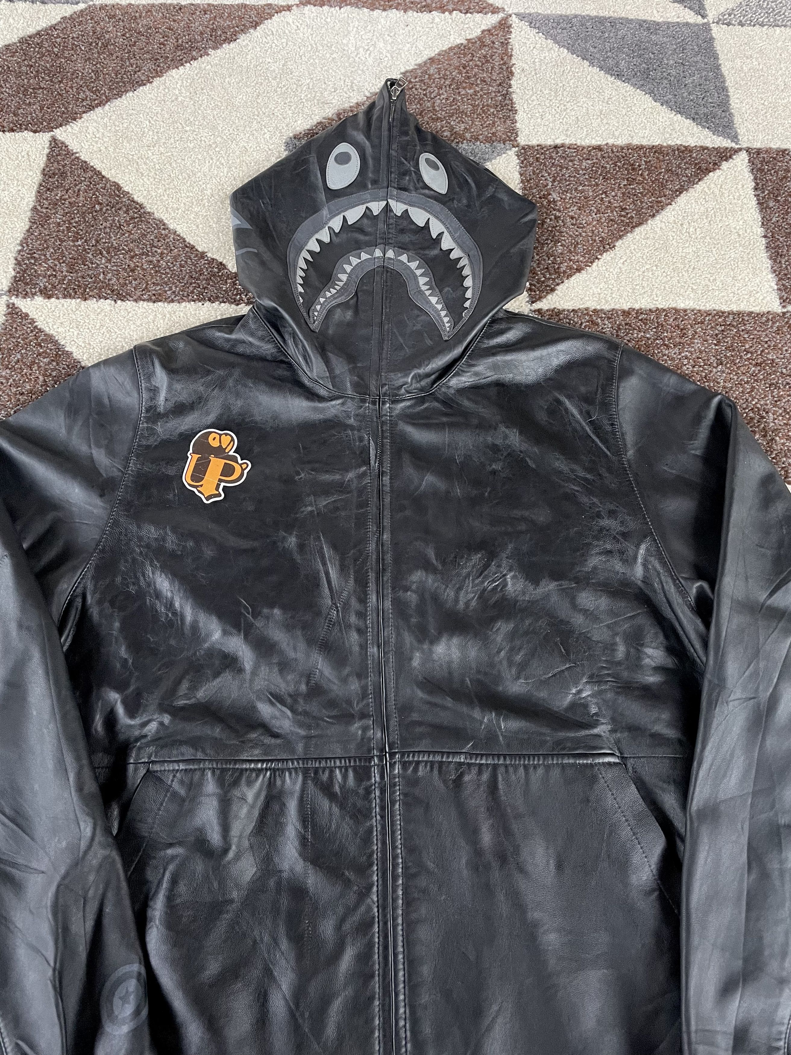 Bape 2008 Bape Shark Leather Hoodie Size US XL / EU 56 / 4 - 4 Thumbnail