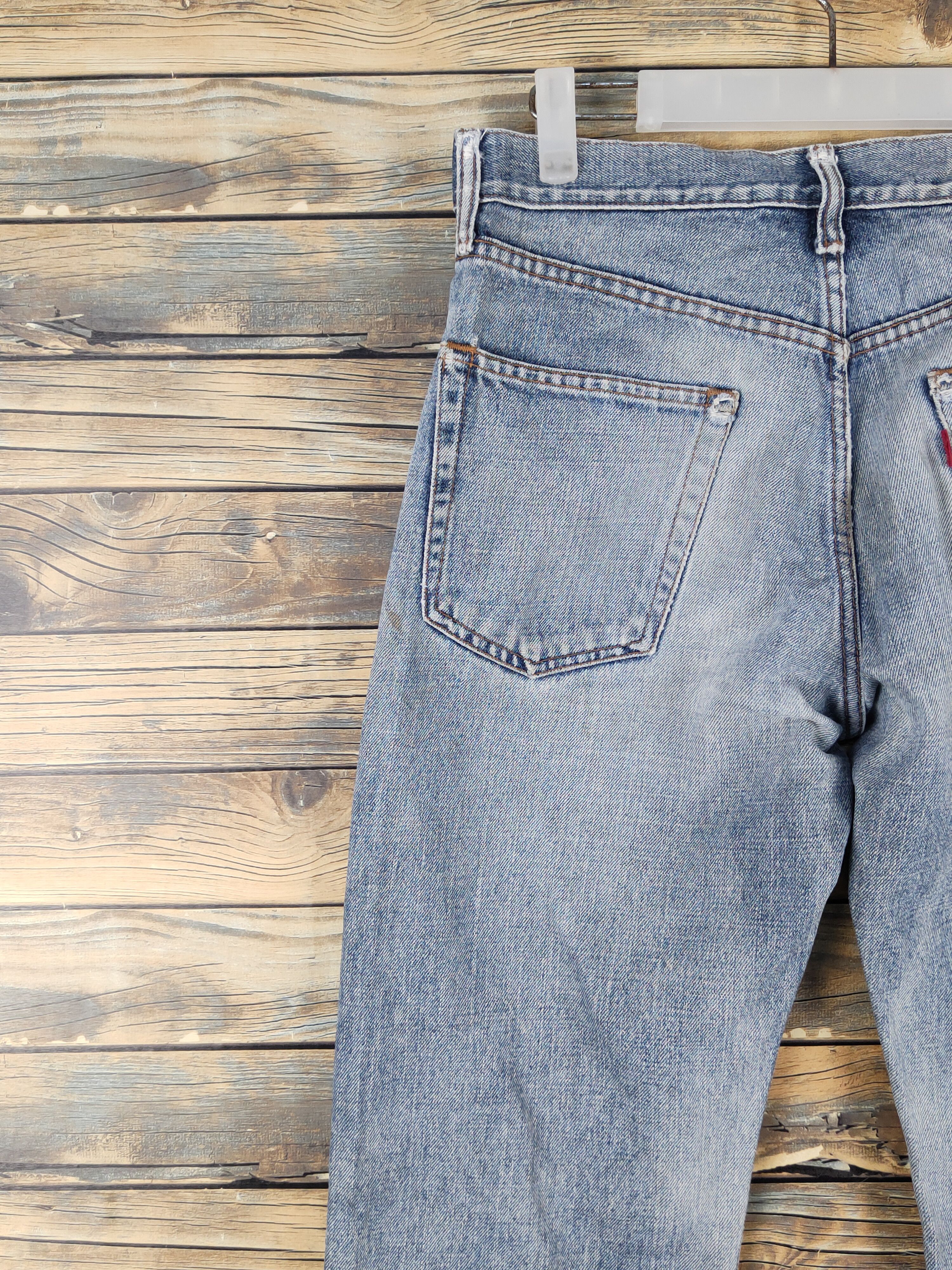 Vintage Bobson Blue Distressed Ripped vintage denim Jeans #W1480 Size US 31 - 8 Thumbnail