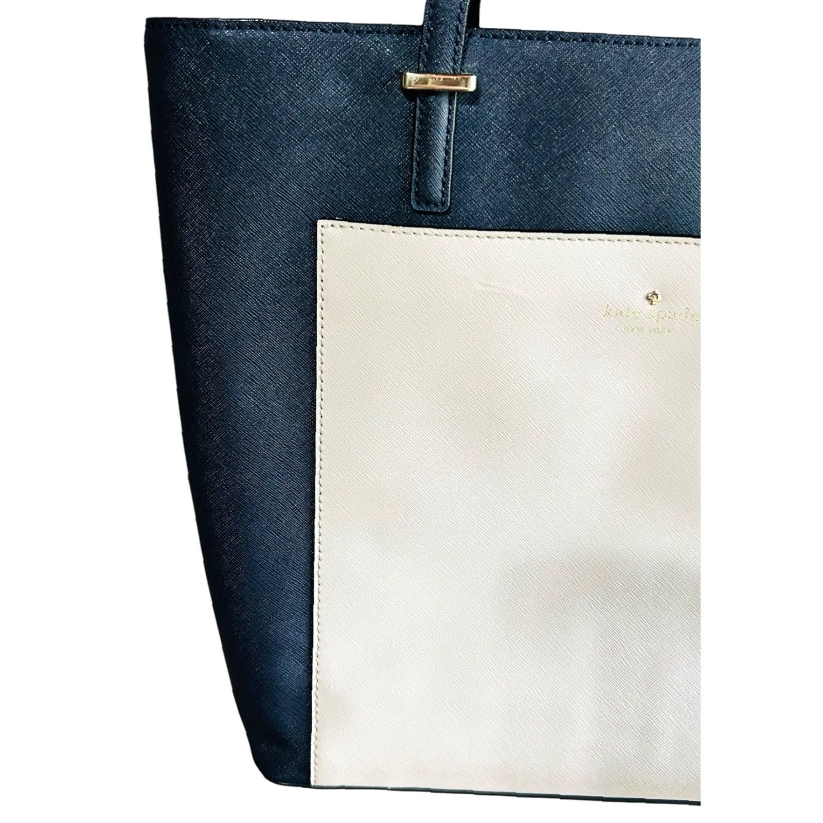 Vintage kate spade new york Cedar Street Tayler Taylor Tote Harmony Handbag Navy Purse Women Tote Large Navy Leather Solid Modern Size ONE SIZE - 3 Thumbnail