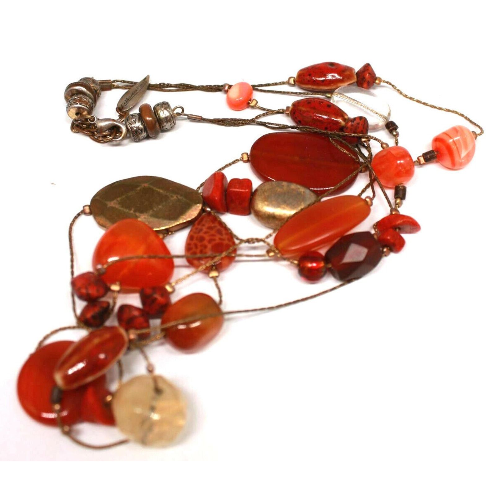 Coldwater Creek Coldwater Creek Multi-Strand Glass Bead Rust Orange Necklace Size ONE SIZE - 2 Thumbnail