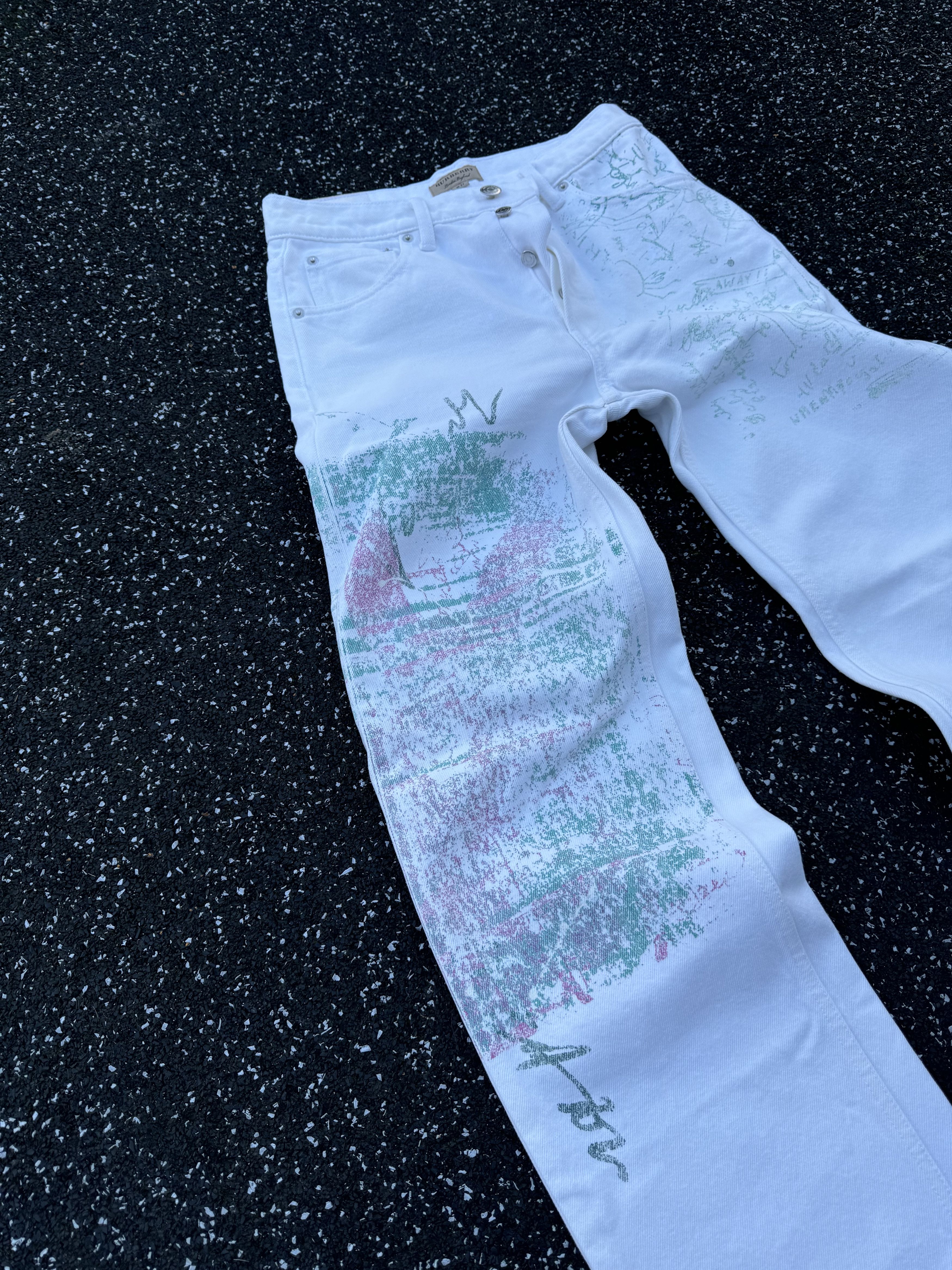 Burberry Burberry Rare Printed White Jeans Size 27" / US 4 / IT 40 - 2 Thumbnail