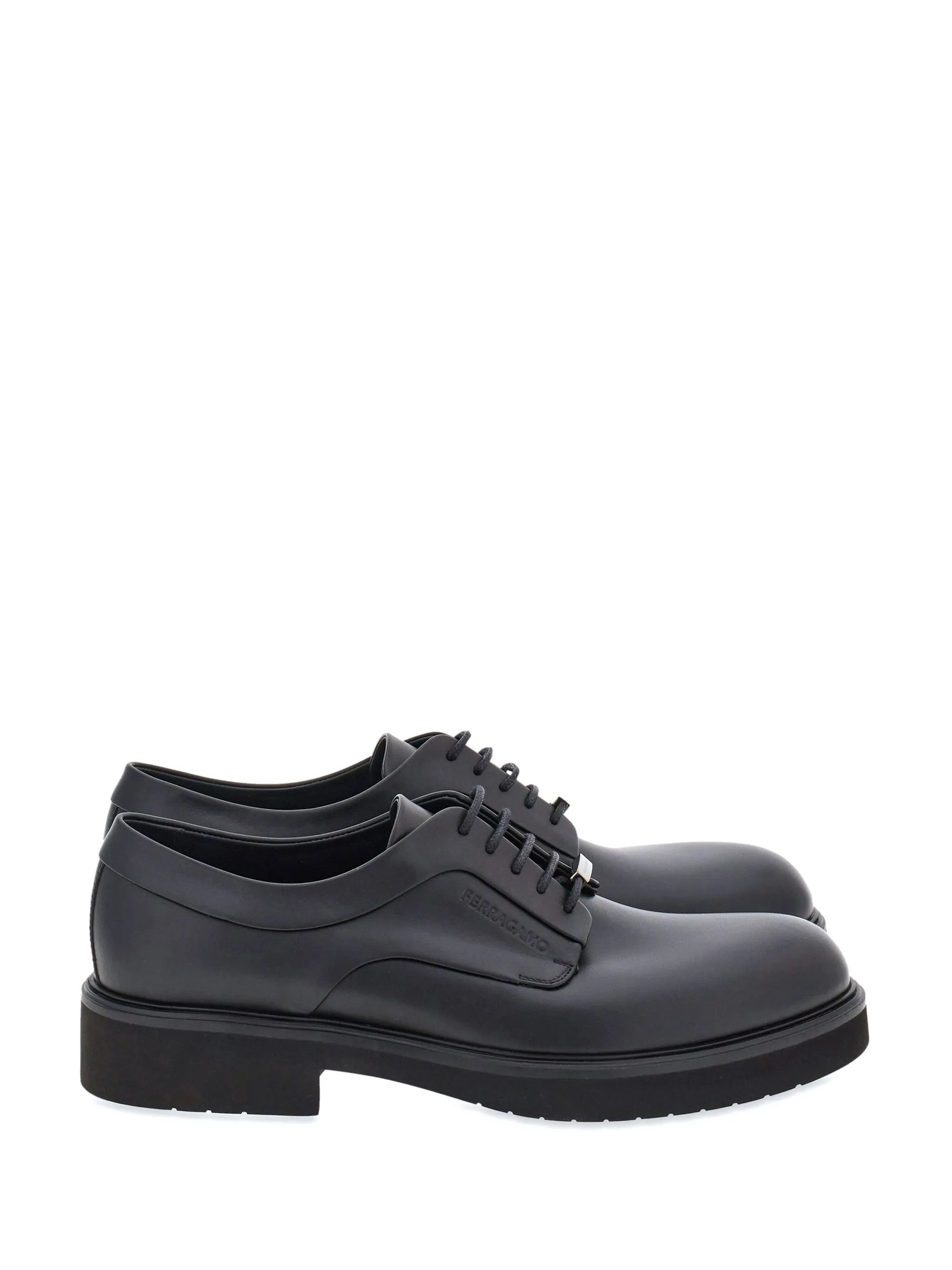 Salvatore Ferragamo o1s1rm0126 Logo-debossed Leather Derby Shoes in Black Size US 8 / EU 41 - 6 Thumbnail