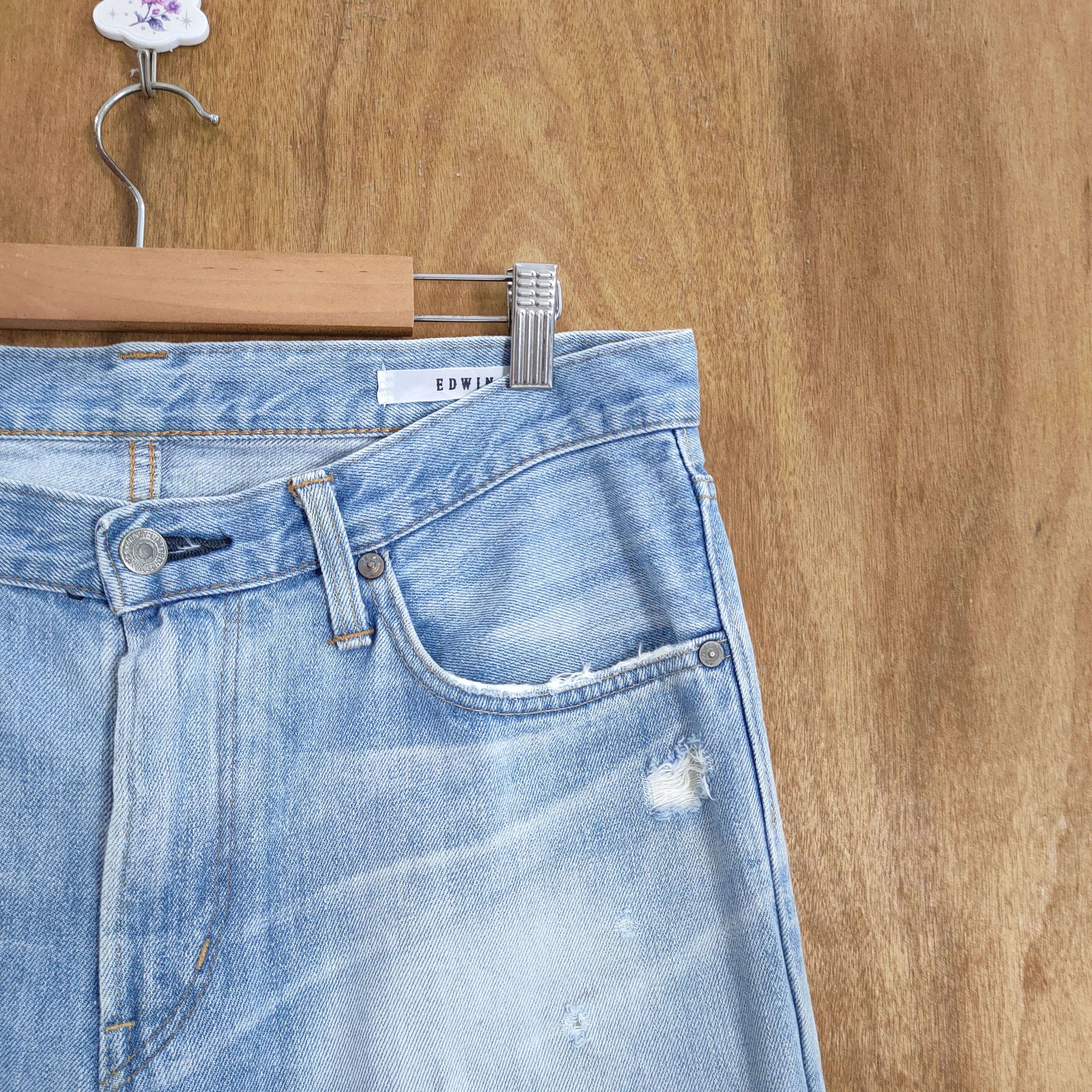 Edwin EDWIN DISTRESSED LIGHT BLUE SKINNY JEAN PANTS Size US 32 / EU 48 - 6 Thumbnail