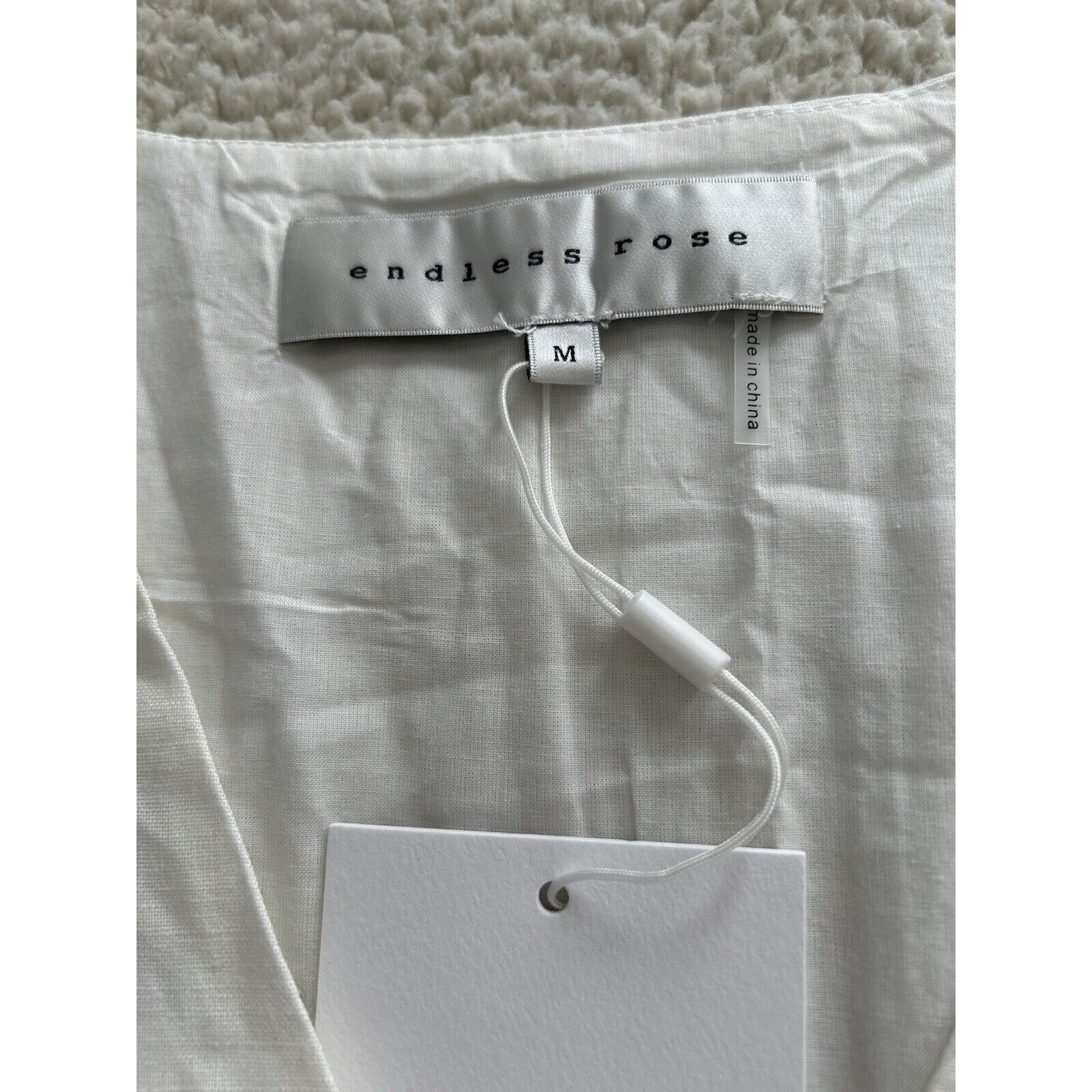 Designer ENDLESS ROSE White Puff Sleeve V-Neck Lace Trim Mini Dress S Size M / US 6-8 / IT 42-44 - 9 Thumbnail
