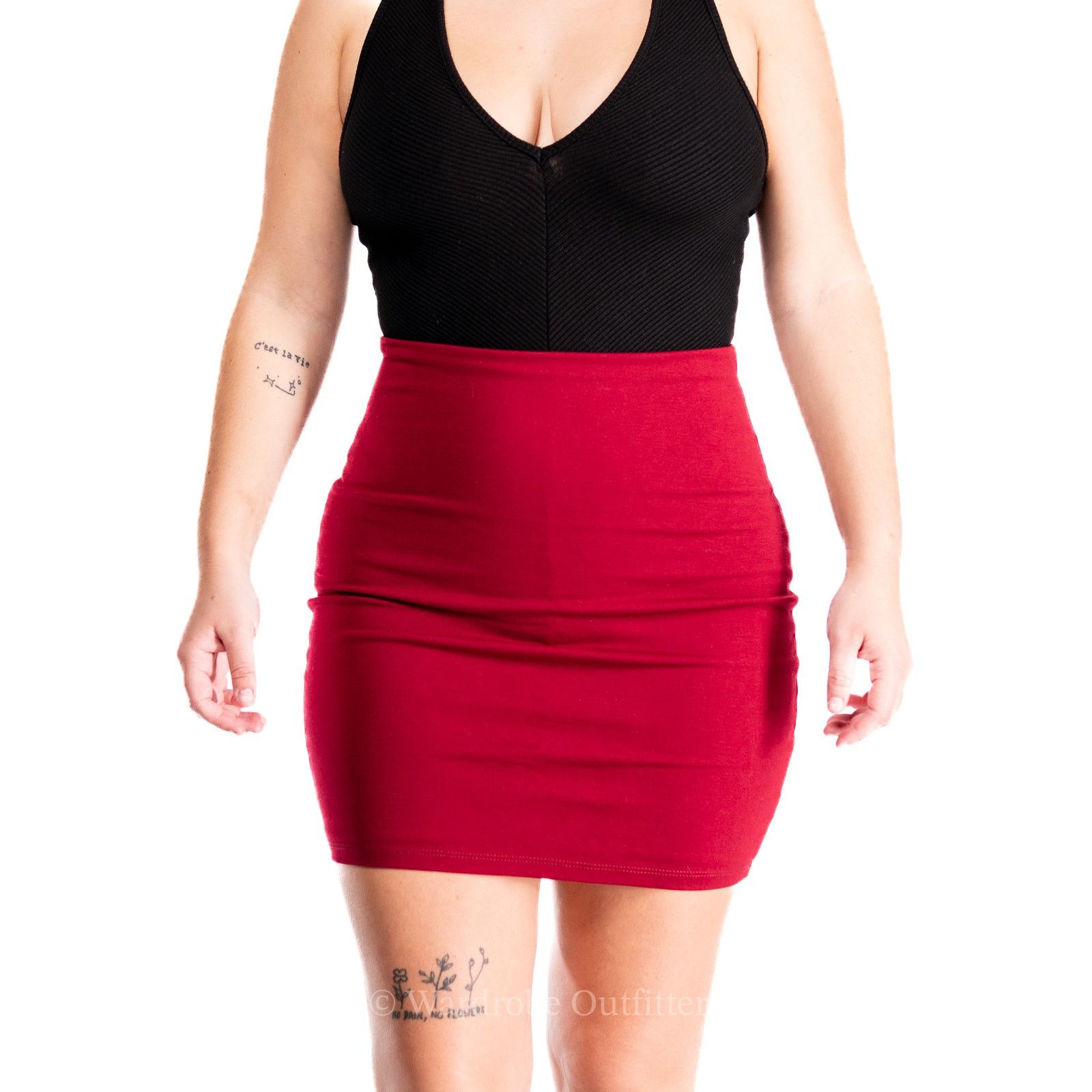 Designer Lulu's Deep Red Mini Skirt - S Size 27" / US 4 / IT 40 - 3 Thumbnail