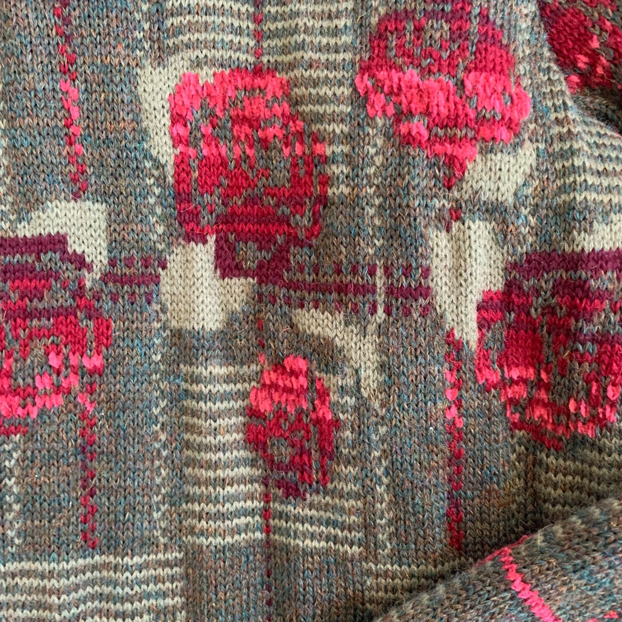 Vintage Vintage Cherry Lewis Floral Chunky Knit Wool Sweater Cardiga Size M / US 6-8 / IT 42-44 - 6 Thumbnail