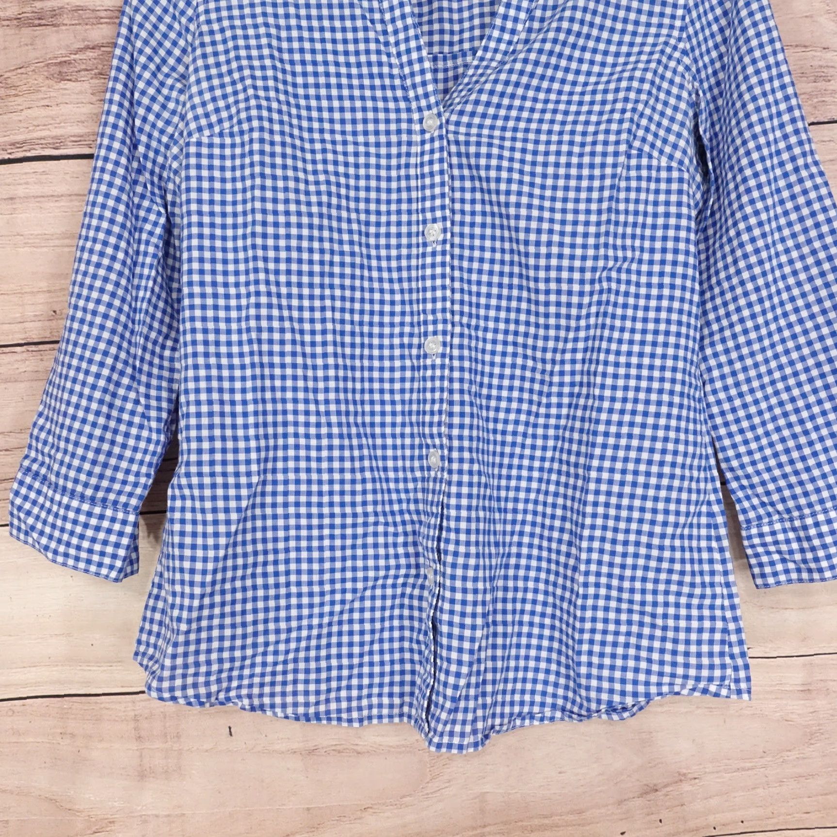 Vintage THE LIMITED Blue Gingham Check Button-Up Shirt Womens XS Long Sleeve Casual Size XS / US 0-2 / IT 36-38 - 3 Thumbnail