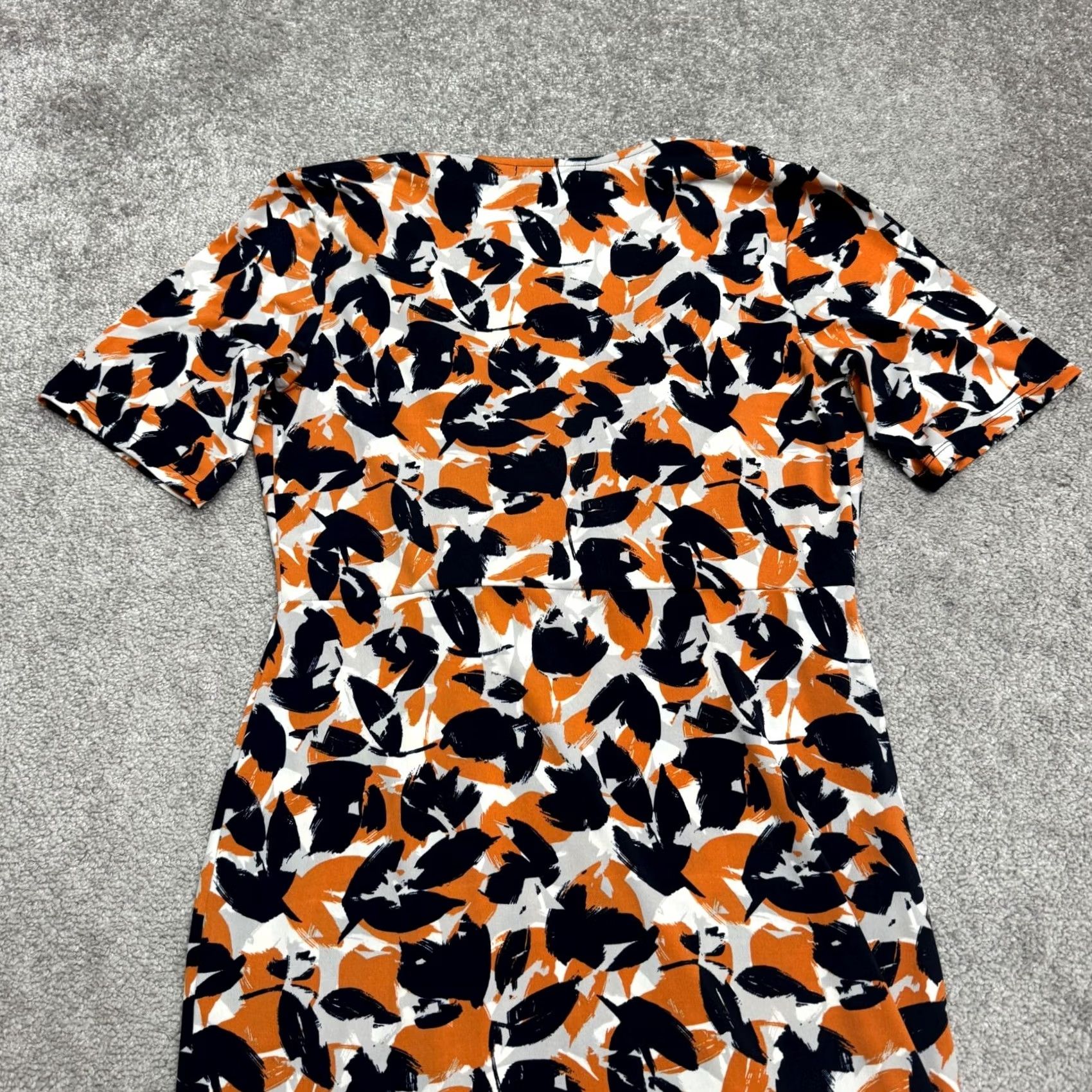 Banana Republic Banana Republic Factory Wrap Dress Womens Medium Orange Blue Floral V-Neck Knit Stretch Side Knot Asymmetric Size M / US 6-8 / IT 42-44 - 4 Thumbnail