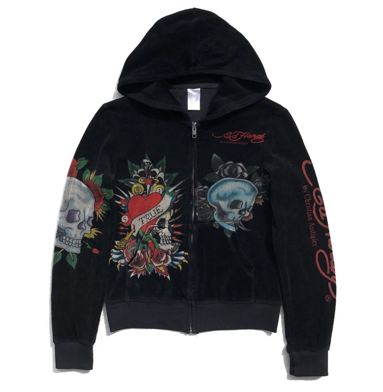 Ed Hardy Ed Hardy By Christian Audigier Velvet Zip Hoodie Jacket Size S / US 4 / IT 40 - 1 Thumbnail