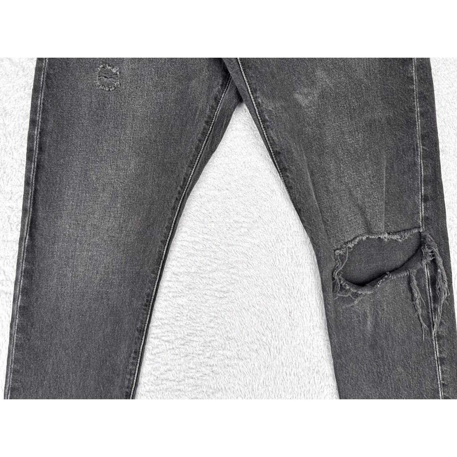 Levi's Levis Premium Jeans Womens 27x28 Black 501 Skinny Button Fly Distressed Cotton Size 27" / US 4 / IT 40 - 3 Thumbnail