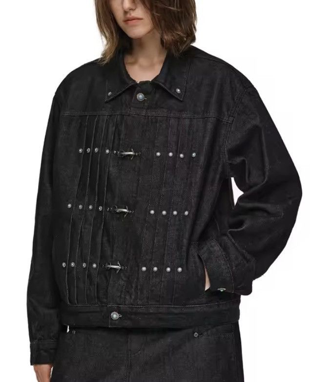 Japanese Brand Fireman Clasp Black Cropped Denim Jacket Size US XL / EU 56 / 4 - 3 Thumbnail