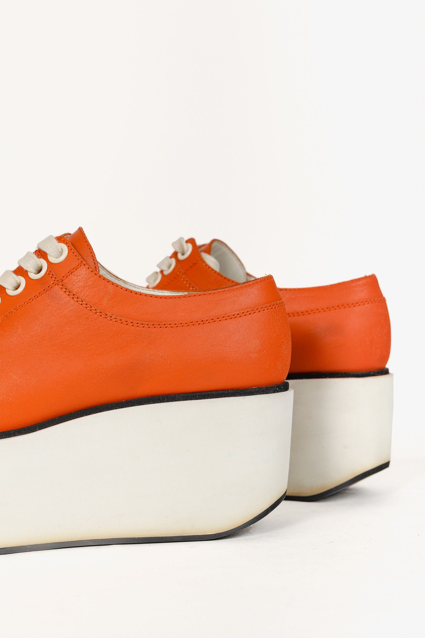Jil Sander Jil Sander Navy SS/12 Orange Leather Lace-Up Platforms Size US 8 / IT 38 - 7 Thumbnail