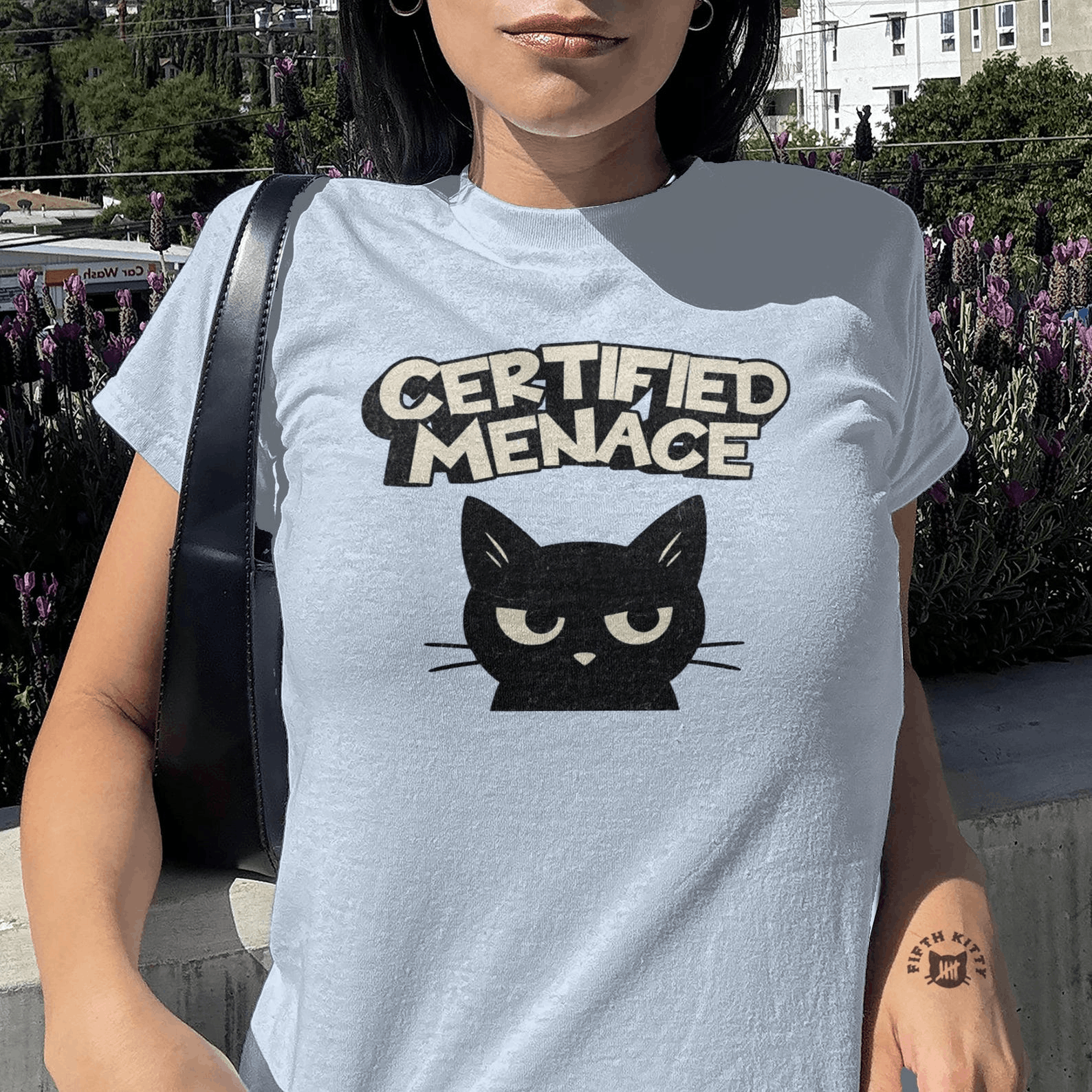 Other Certified Menace Cat Baby Tee – Funny Y2K 90s Size S / US 4 / IT 40 - 1 Thumbnail