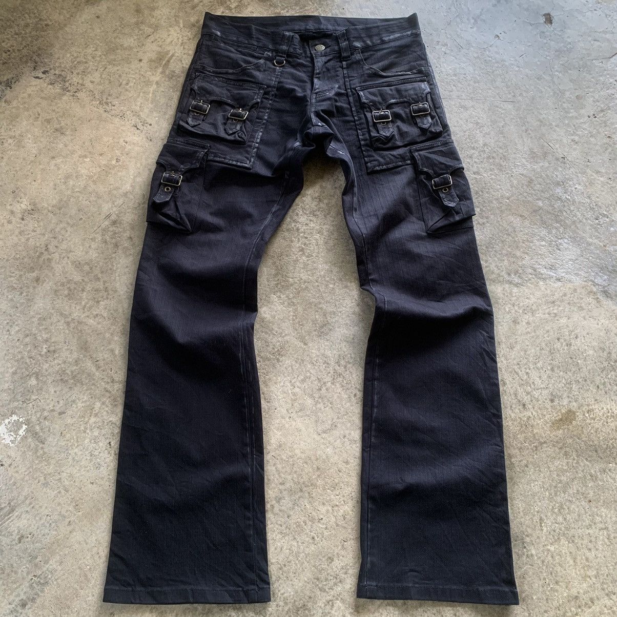 Tornado Mart Washed Black 'Rust Fade' Flared Cut Denim