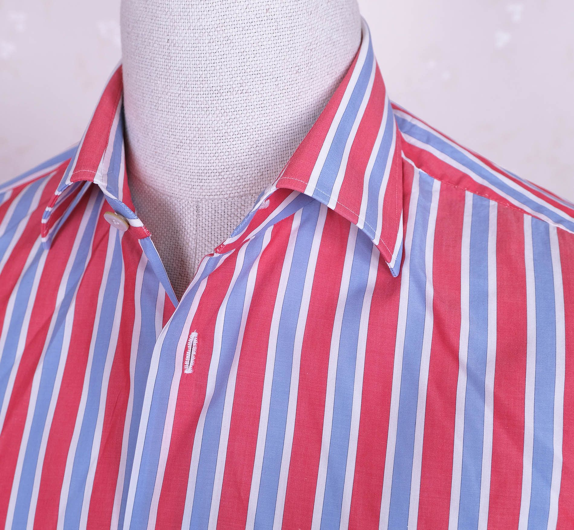 Kiton Kiton, blue-red-white shirt, size 39, hand sewn, RRP 720 e Size US S / EU 44-46 / 1 - 3 Thumbnail