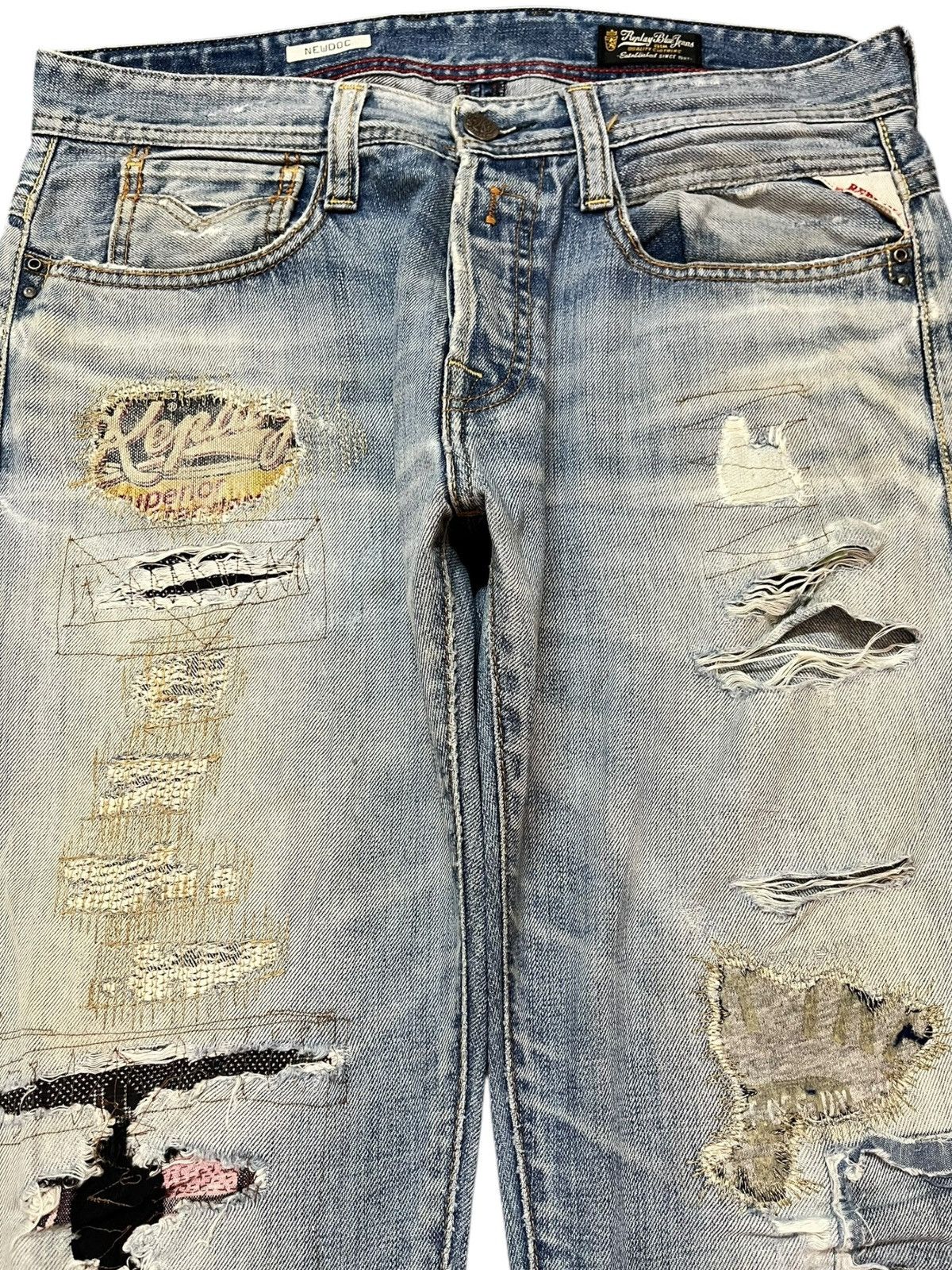 Replay Vintage Replay Newdoc Ripped Patches Distressed Denim Size US 33 - 2 Thumbnail