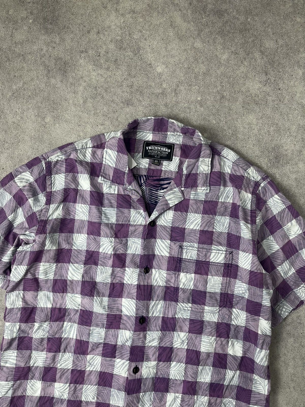 FrizmWORKS × Japanese Brand × Uniform Bridge Frizmworks aloha half shirt checked palm violet shirt Size US XL / EU 56 / 4 - 2 Thumbnail