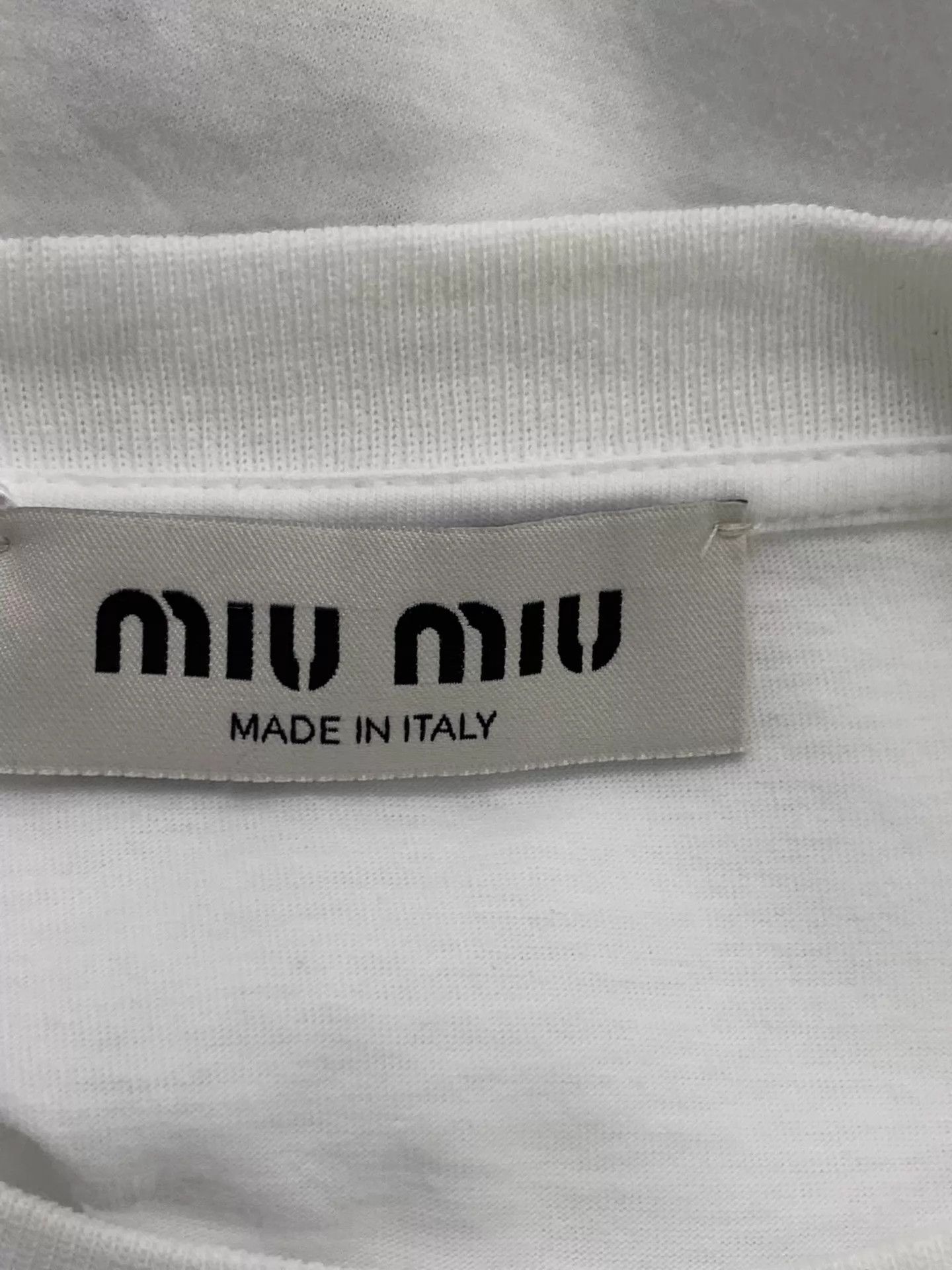 Miu Miu MIU MIU White Large Logo Short Sleeve Tee M (New) Size M / US 6-8 / IT 42-44 - 4 Thumbnail