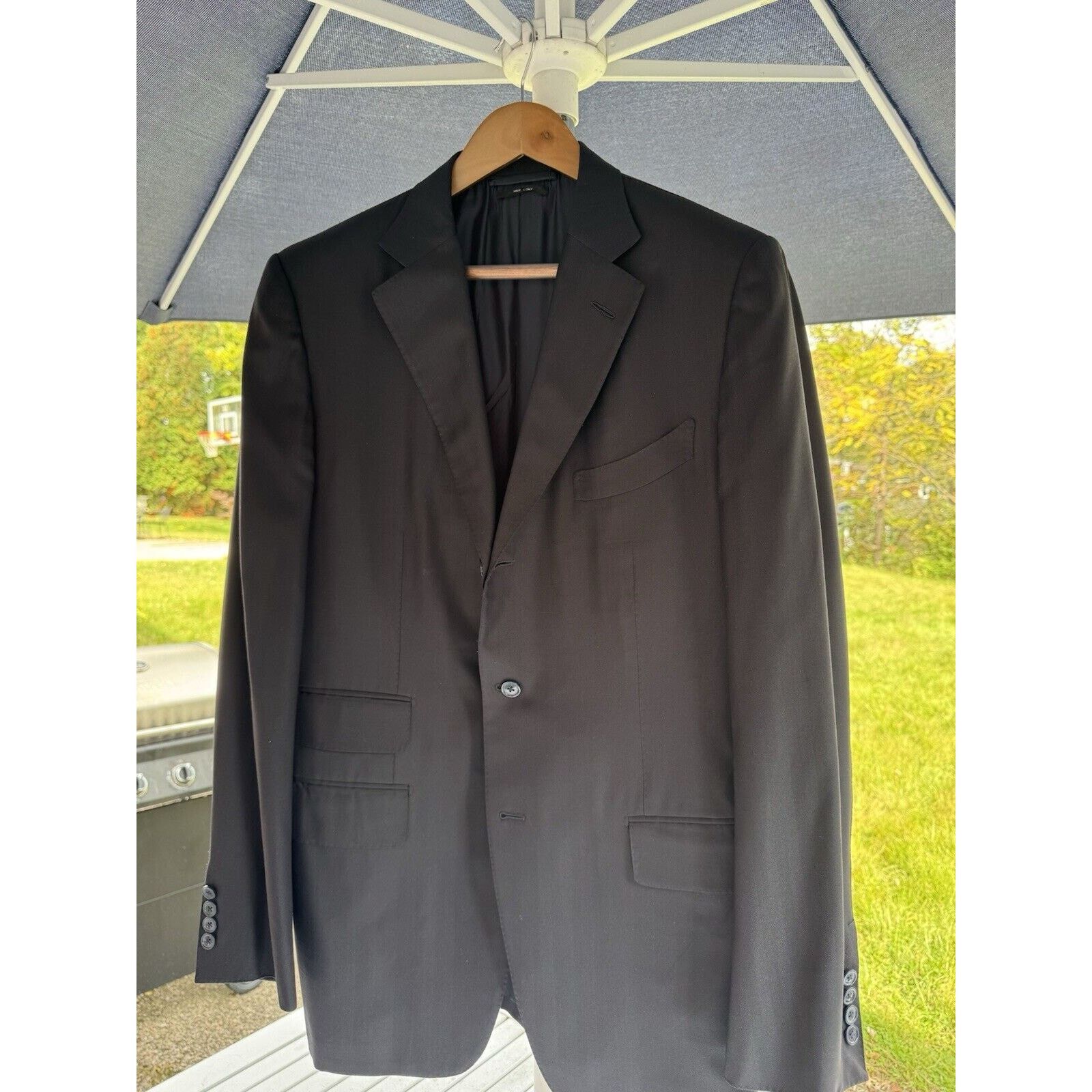 Tom Ford Tom Ford Navy Herringbone Suit Jacket Silk Wool 54/44 Notch Size 44R - 1 Thumbnail