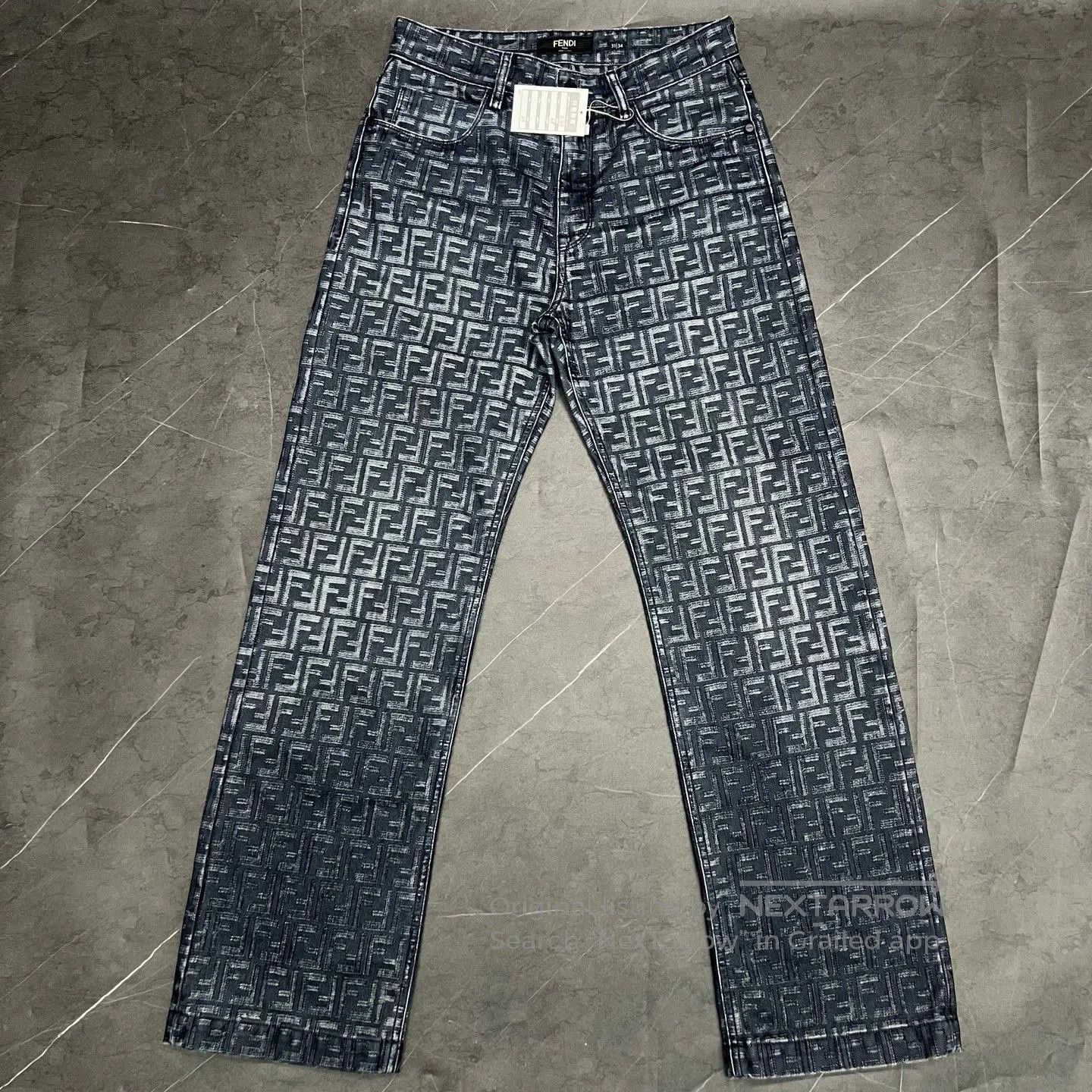 Fendi FENDI Baguette Logo Printed Jeans. Size US 31 - 1 Thumbnail