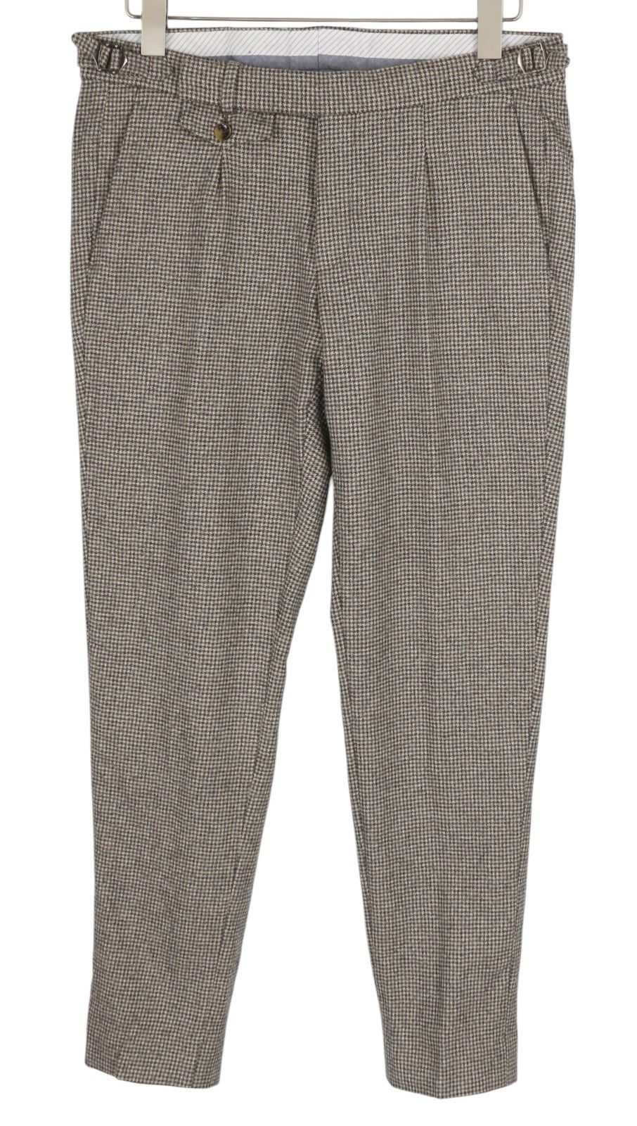 Suitsupply BRENTWOOD INT UK30R Brown Wool Houndstooth 84336 Size US 30 / EU 46 - 1 Thumbnail