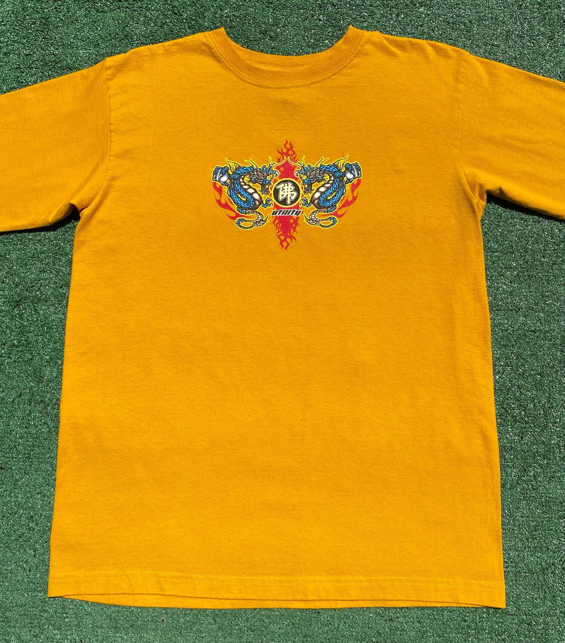 Vintage 90’s Utility Dragon Flames Yellow Long Sleeve T Shirt Medium Size US M / EU 48-50 / 2 - 3 Thumbnail