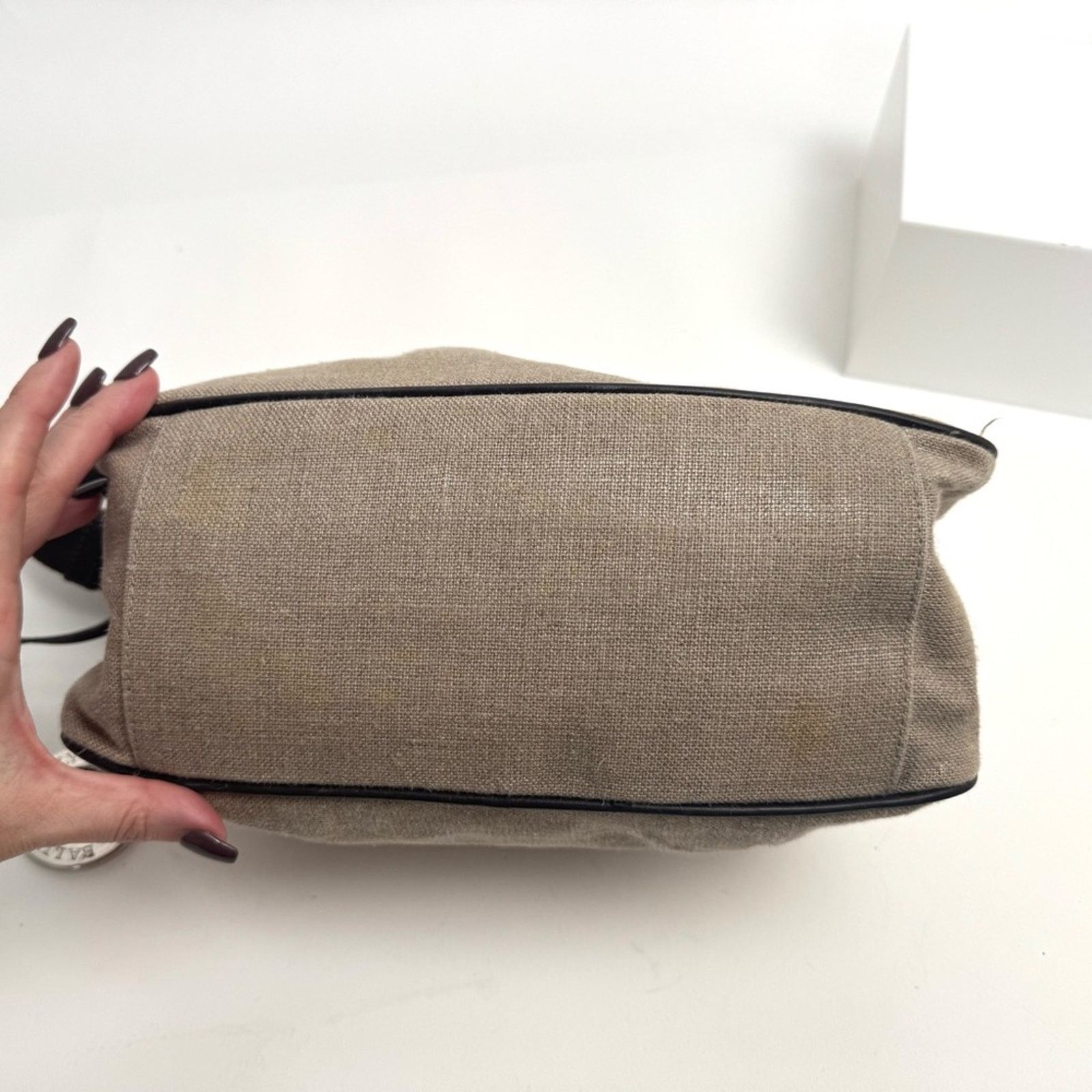 Bally Bally linen shoulder bag /leather piping/web strap Size ONE SIZE - 11 Thumbnail