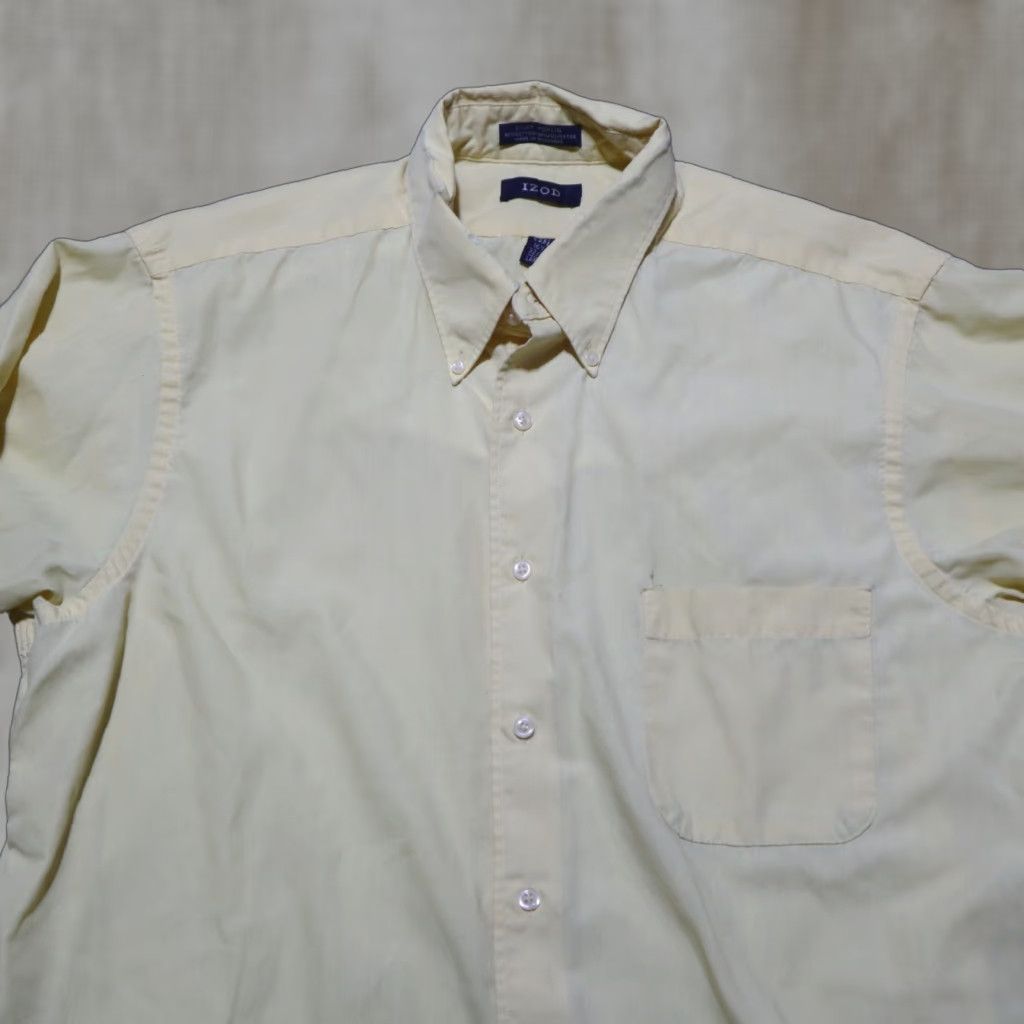 Izod IZOD Shirt Yellow Adult Mens 16.5 32/33 Button-Up Long Sleeve Collared Casual Colorful Modern Poplin Size US L / EU 52-54 / 3 - 1 Thumbnail
