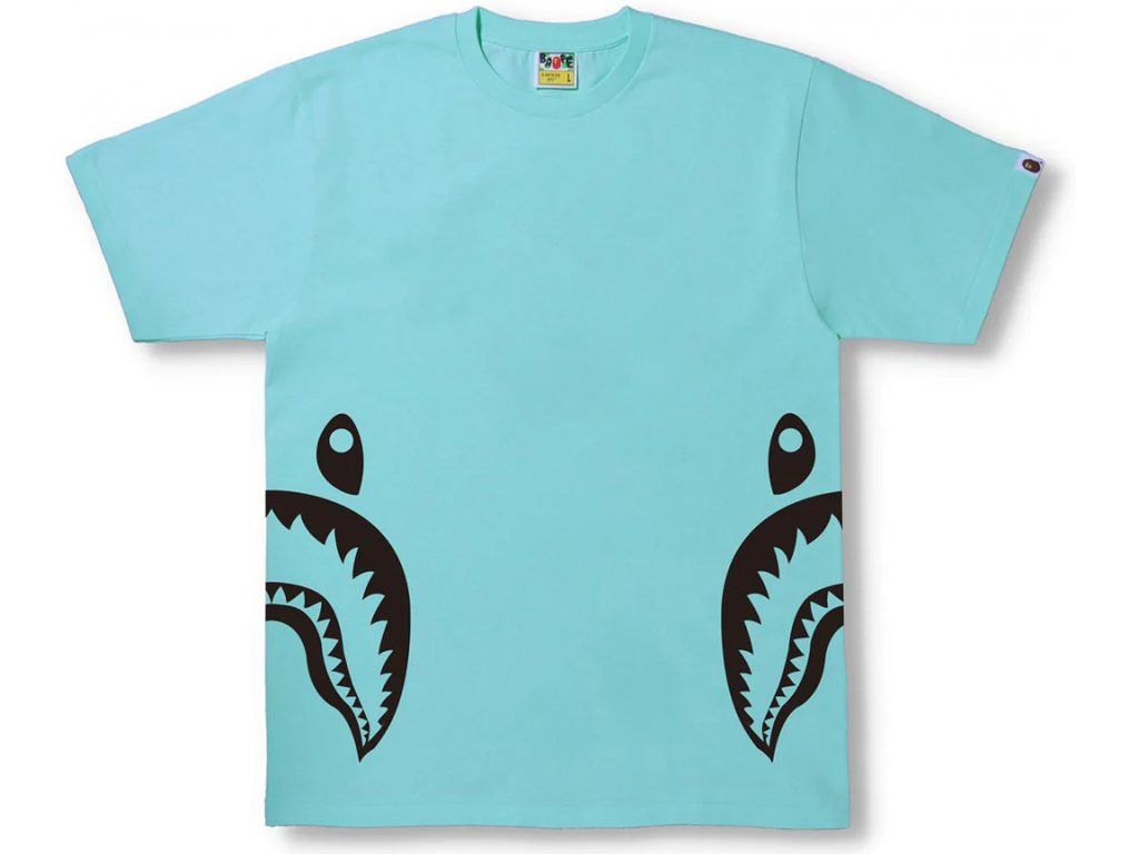 image of Bape Bicolor Side Shark Tee Sax, Men's (Size Medium)