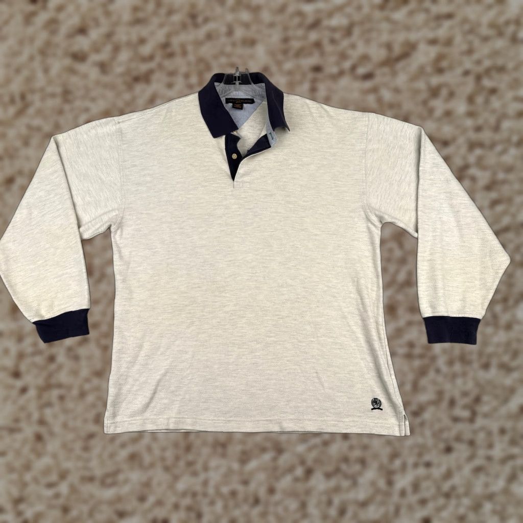 Tommy Hilfiger Tommy Hilfiger Polo Shirt Men XL Gray Long Sleeve Slim Cotton Knit Golf Size US XL / EU 56 / 4 - 1 Thumbnail