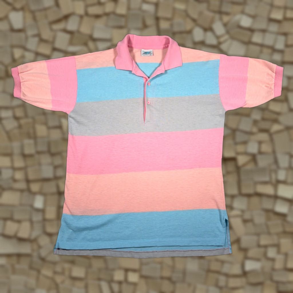 Vintage VINTAGE Electric Avenue Polo Shirt Mens SMALL Pink Striped USA 80s Polo Shirt Size US S / EU 44-46 / 1 - 1 Thumbnail