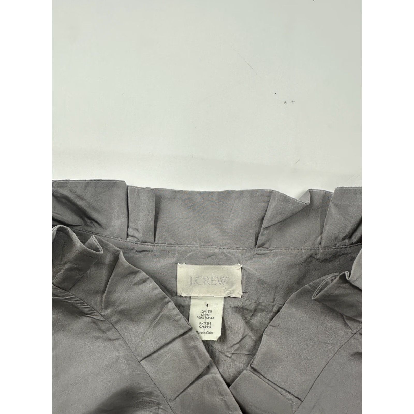 J.Crew J.CREW Dress Womens 4 Gray Silk Sleeveless Ruffle A-Line Zip Short - Side Zip Womens Size S / US 4 / IT 40 - 6 Thumbnail