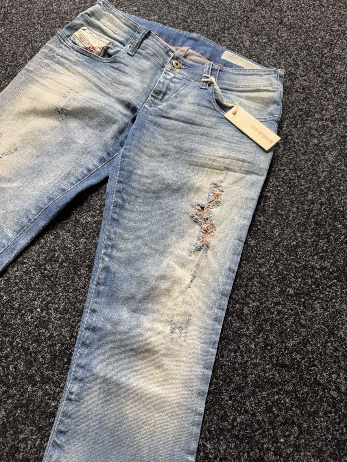 Diesel Luxury 00s Diesel Grupee Distressed Super Slim Skinny Jeans Size 28" / US 6 / IT 42 - 6 Thumbnail