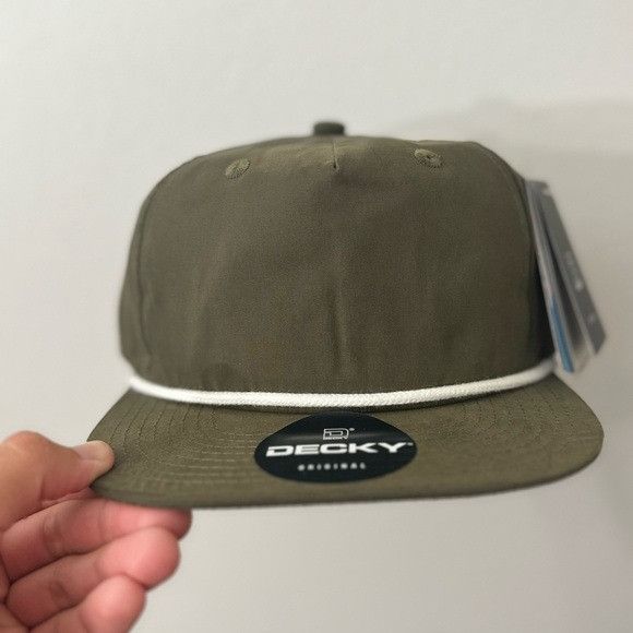 Decky NWT DECKY 6032 CLASSIC OLIVE/WHITE 5 PANEL ROPE HAT Size ONE SIZE - 3 Thumbnail