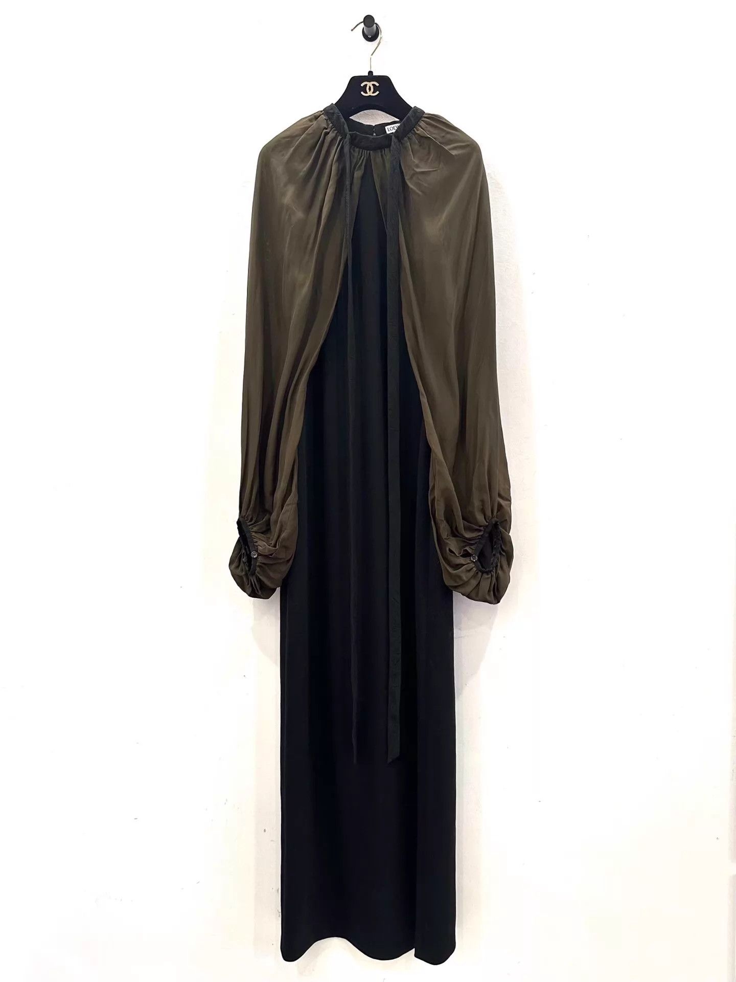 Loewe Women\'s Green Black Colorblocked Long Dress FR 38