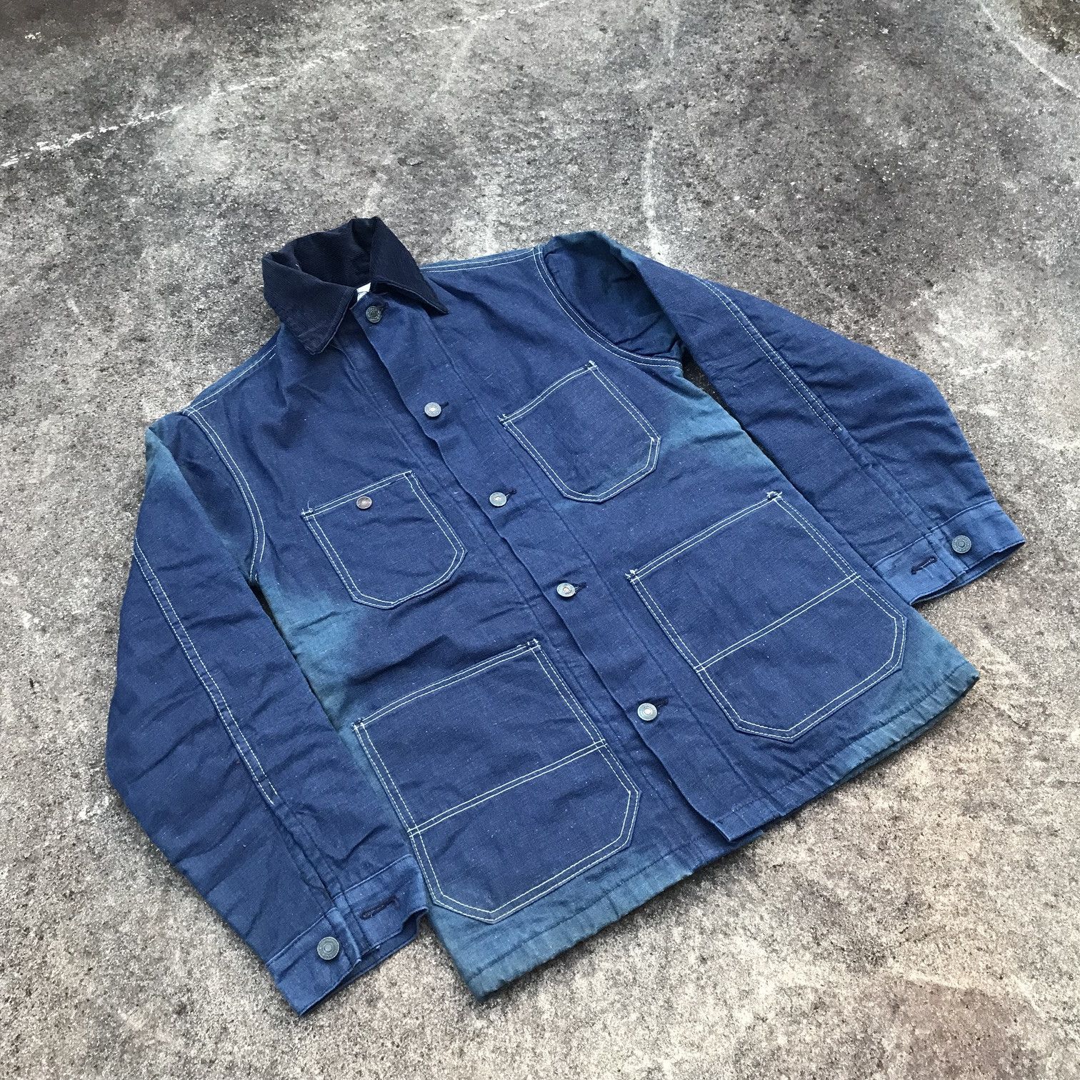 Edwin × Vintage Vintage 80s Edwin denim chore jacket inner blanket sunfaded Size US S / EU 44-46 / 1 - 3 Thumbnail