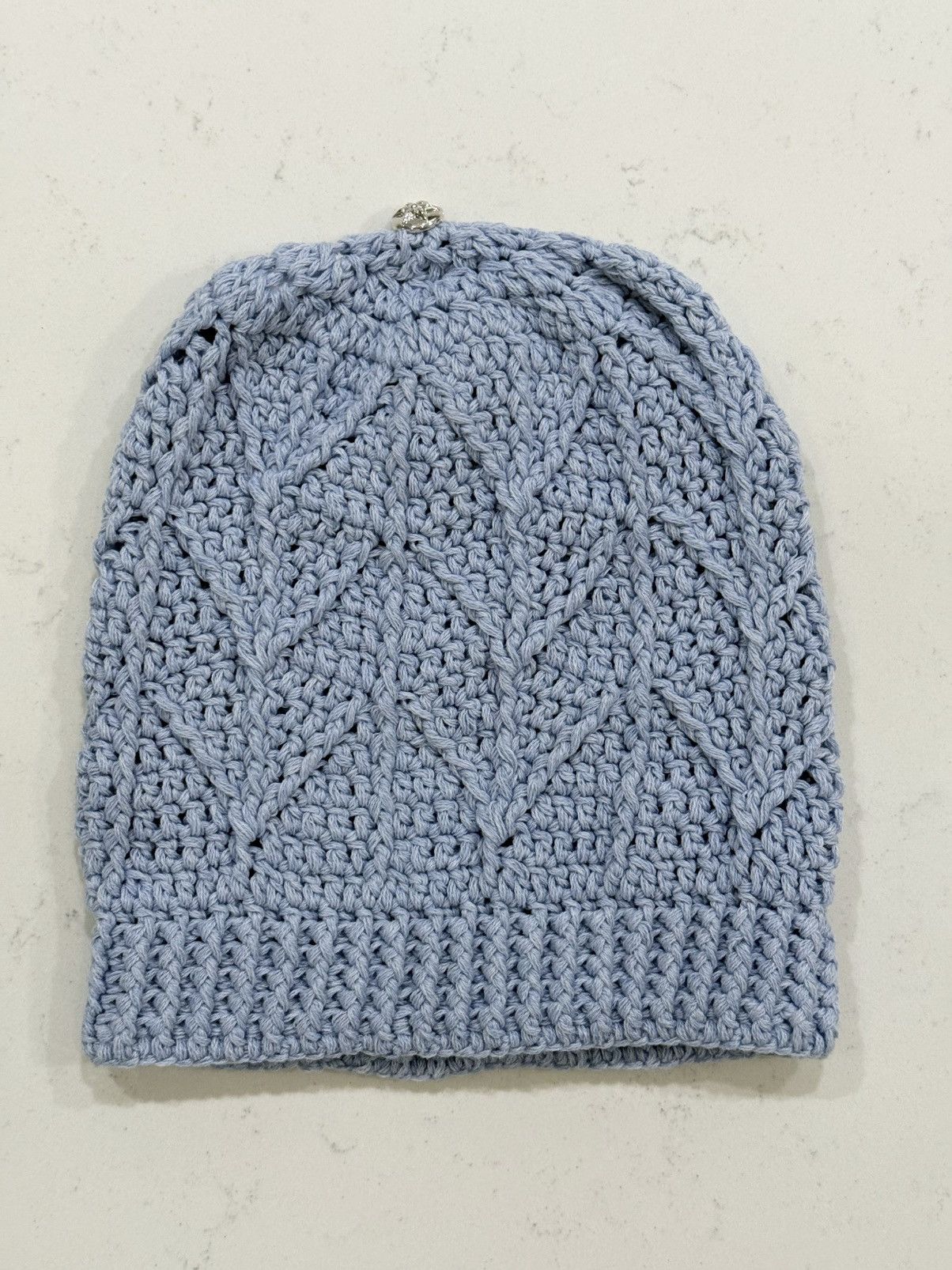 Chrome Hearts Chrome Hearts Woven Cashmere Star Patch Beanie - Baby Blue Size ONE SIZE - 6 Thumbnail